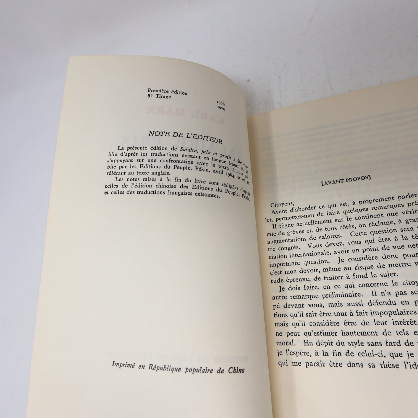 Karl Marx Lot 2 Livres Salaire Prix et Profit/Travail Salarié et Capital 1970 PB