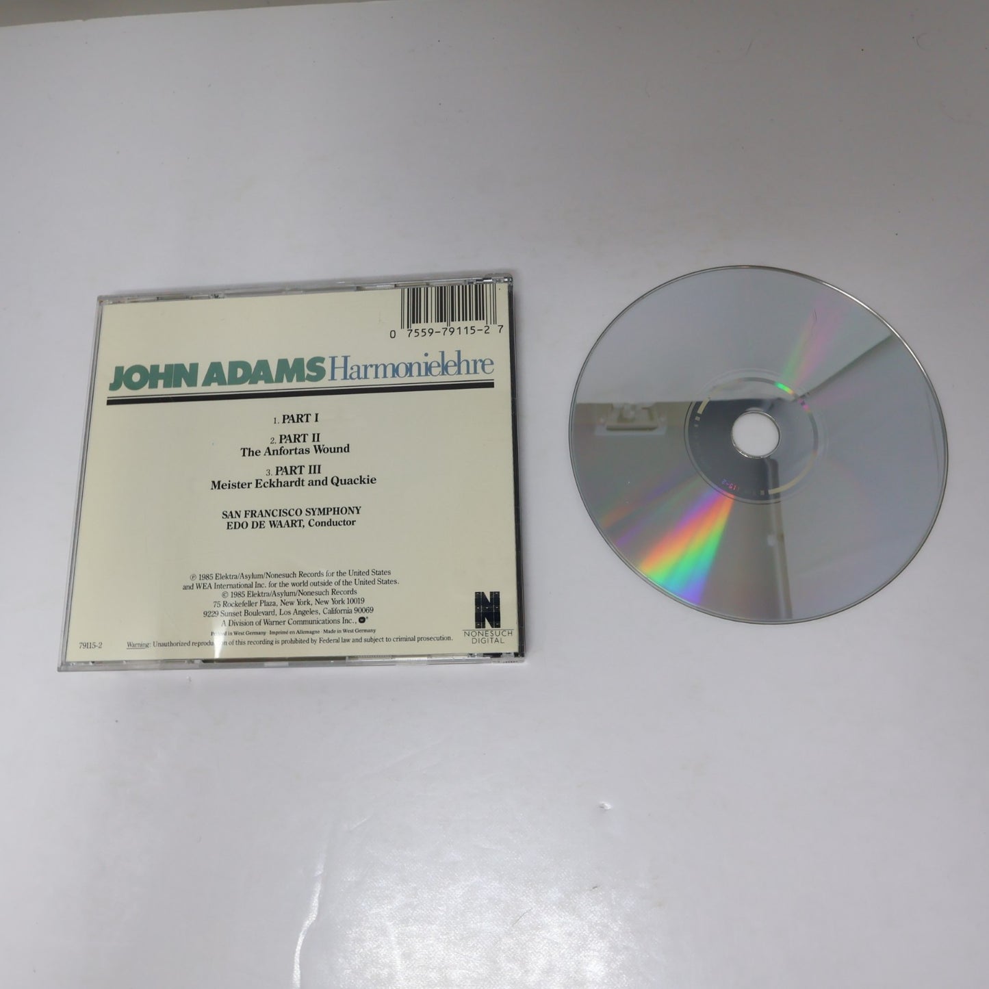 John Adams Harmonielehre CD San Francisco Symphony/Edo De Waart Classical 1985