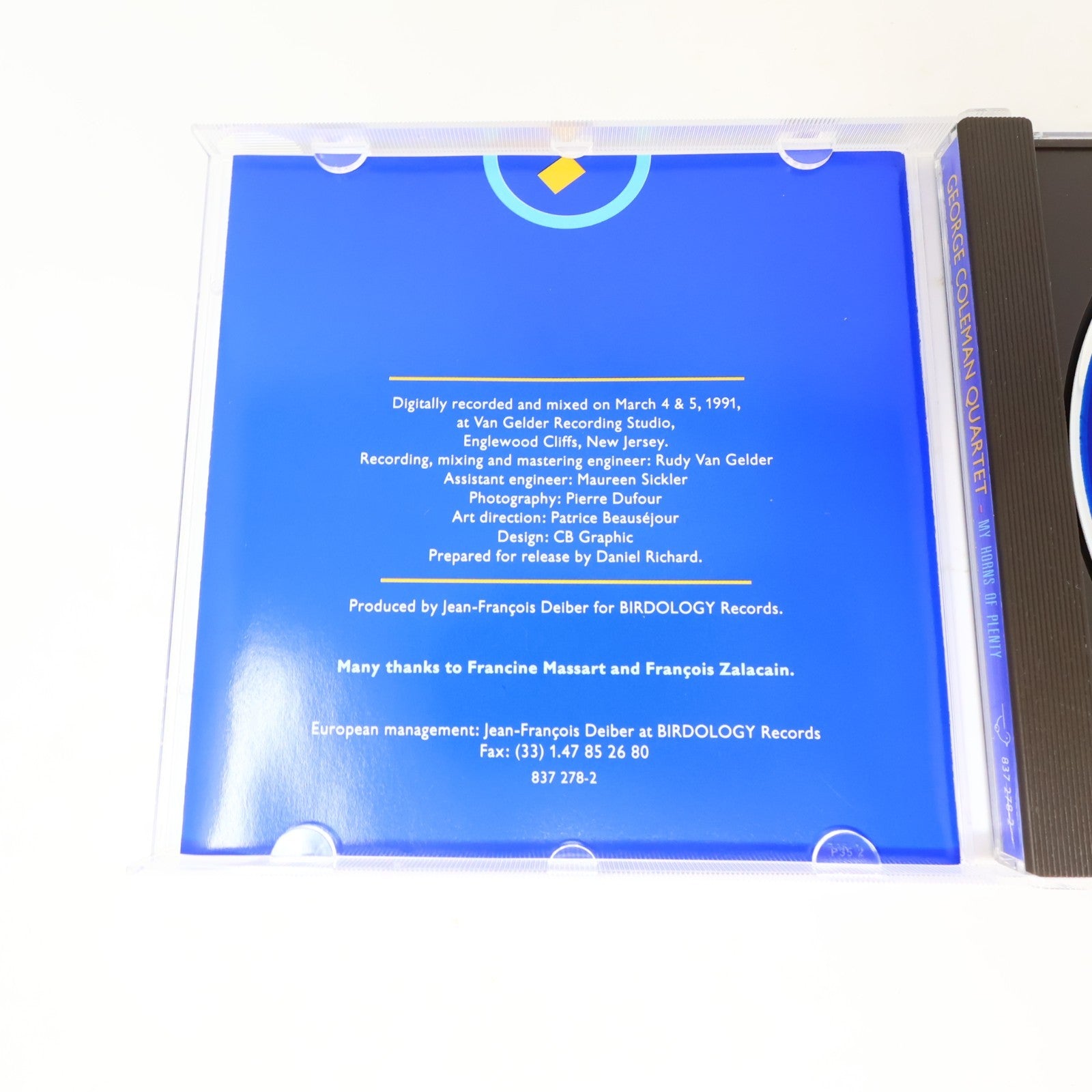 My Horns of Plenty CD George Coleman/Harold Mabern/Bill Higgins/Ray Drummond 90s