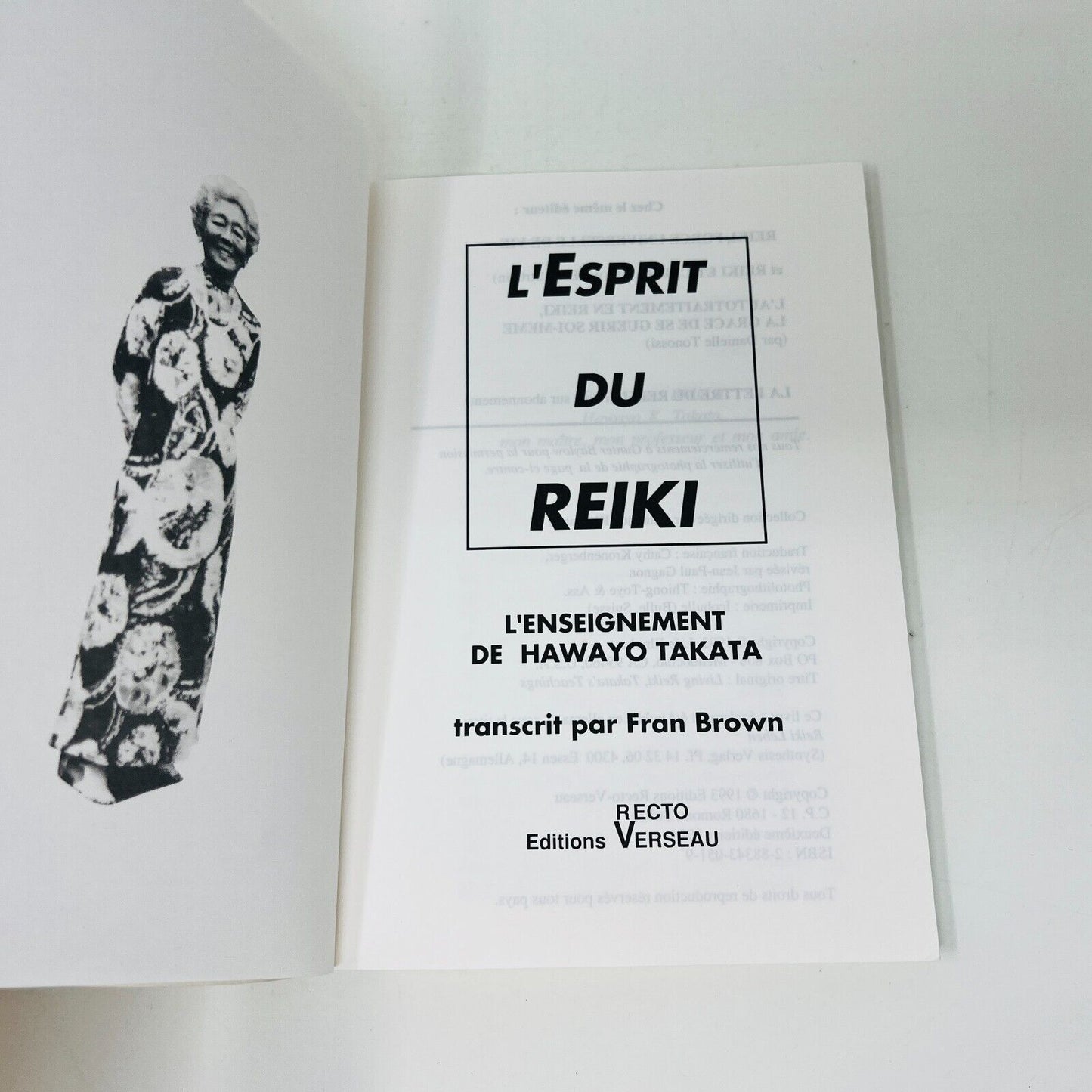 1993 L'Esprit Du Reiki L'Enseignement de Hawayo Takata Fran Brown Recto-Verseau