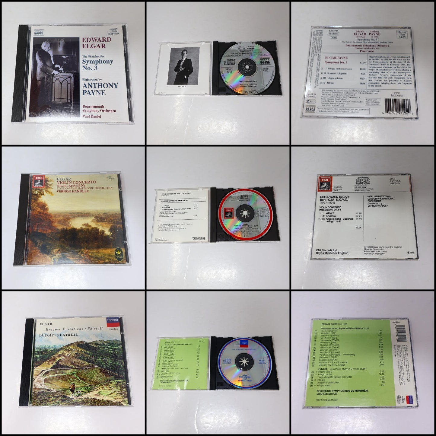 Sir Edward Elgar 7 CD Lot Enigma Variations/Falstaff/Symphony #1-2-3/Violin