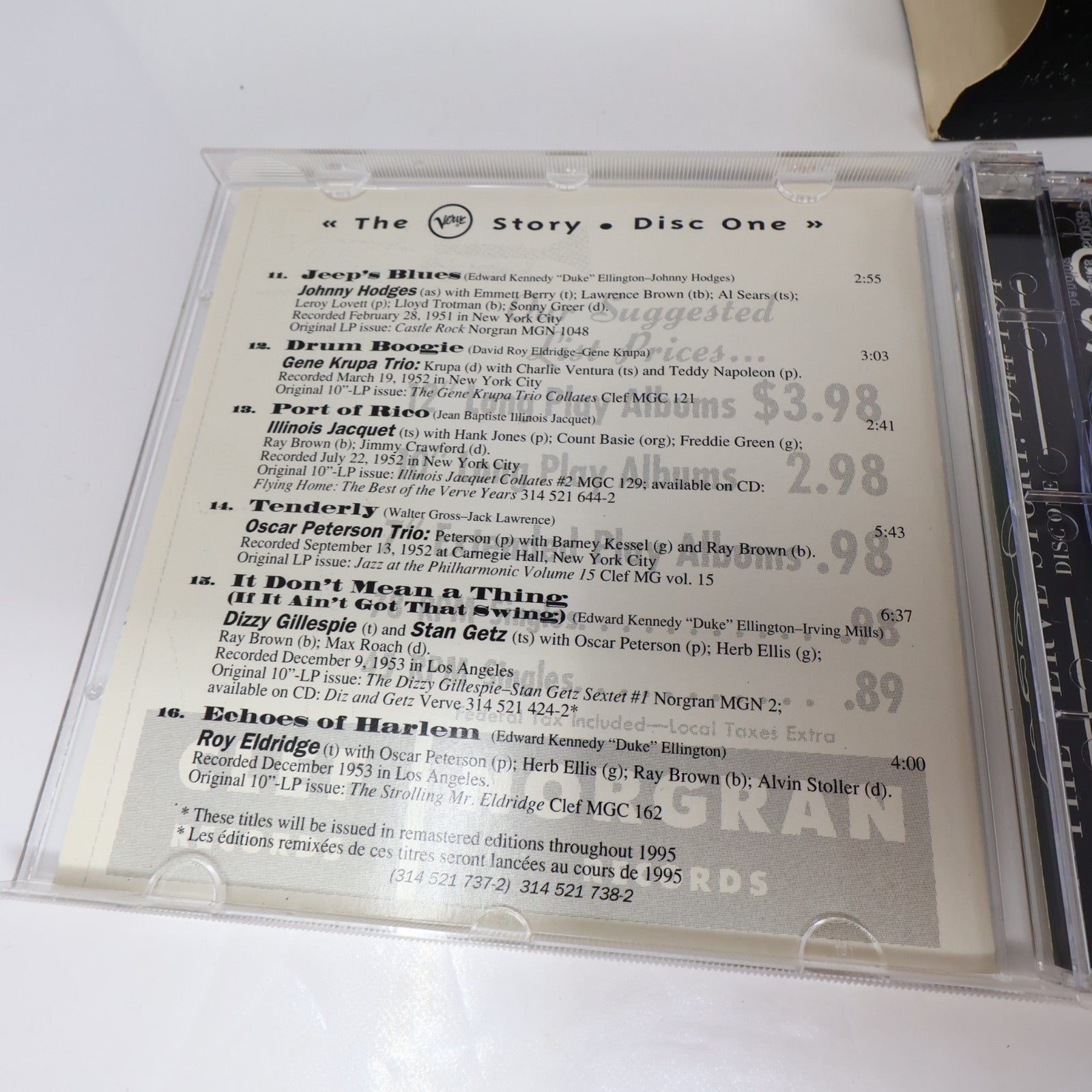 The Verve Story 1944-1994 CD Jazz Swing Bop Johnson/Cole/Holiday