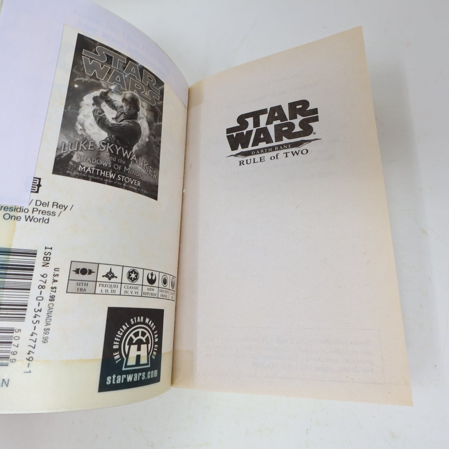 Darth Bane #2-3 Star Wars Drew Karpyshyn Dynasty of Evil Rule of Two Lot 2 Books