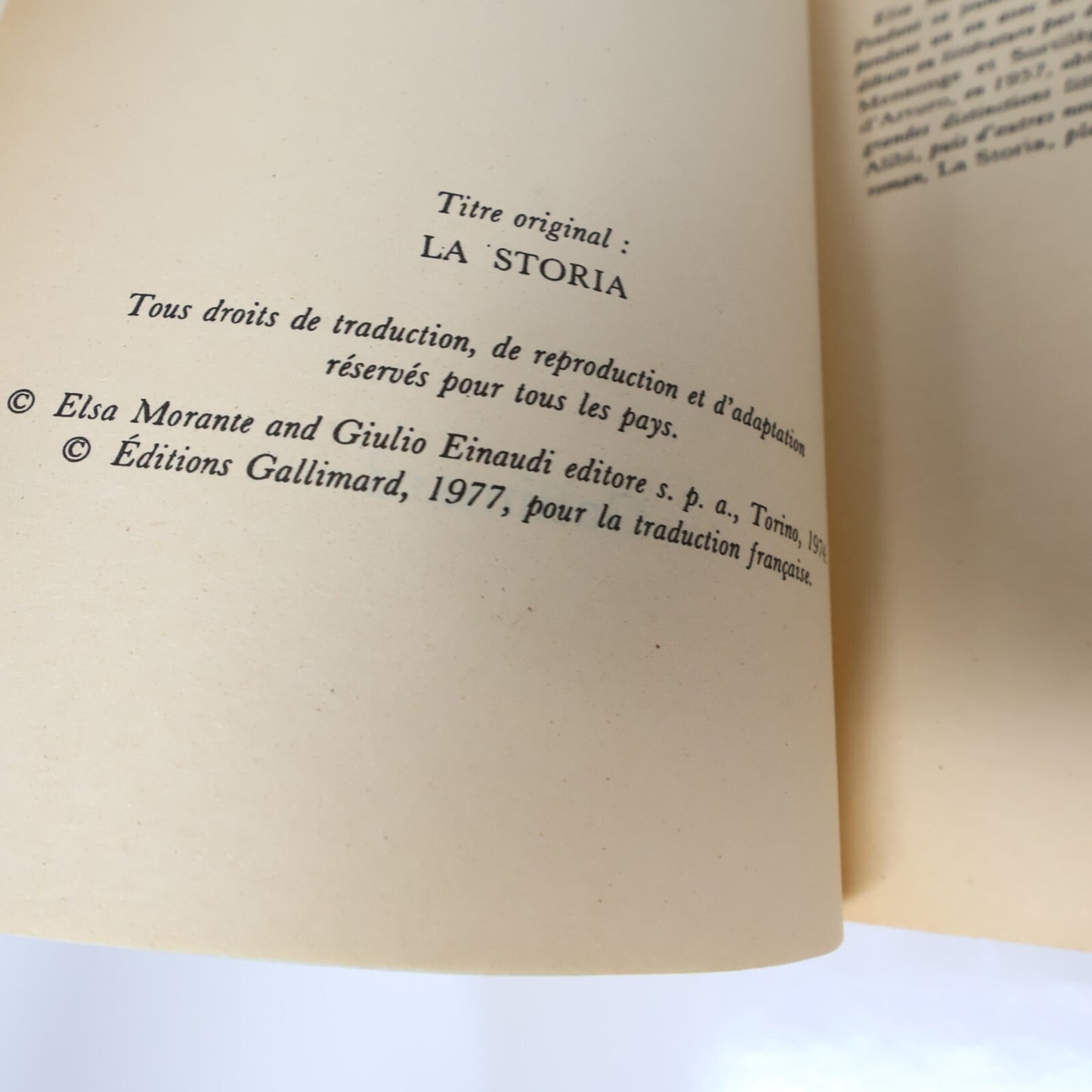 La Storia #1-2 Série Complète Lot 2 Livres Elsa Morante Folio Fiction Historique