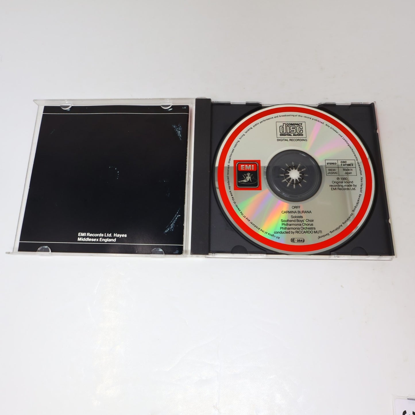 Carmina Burana CD Carl Orff/Riccardo Muti/Jonathan Summers Opera Classical 80s