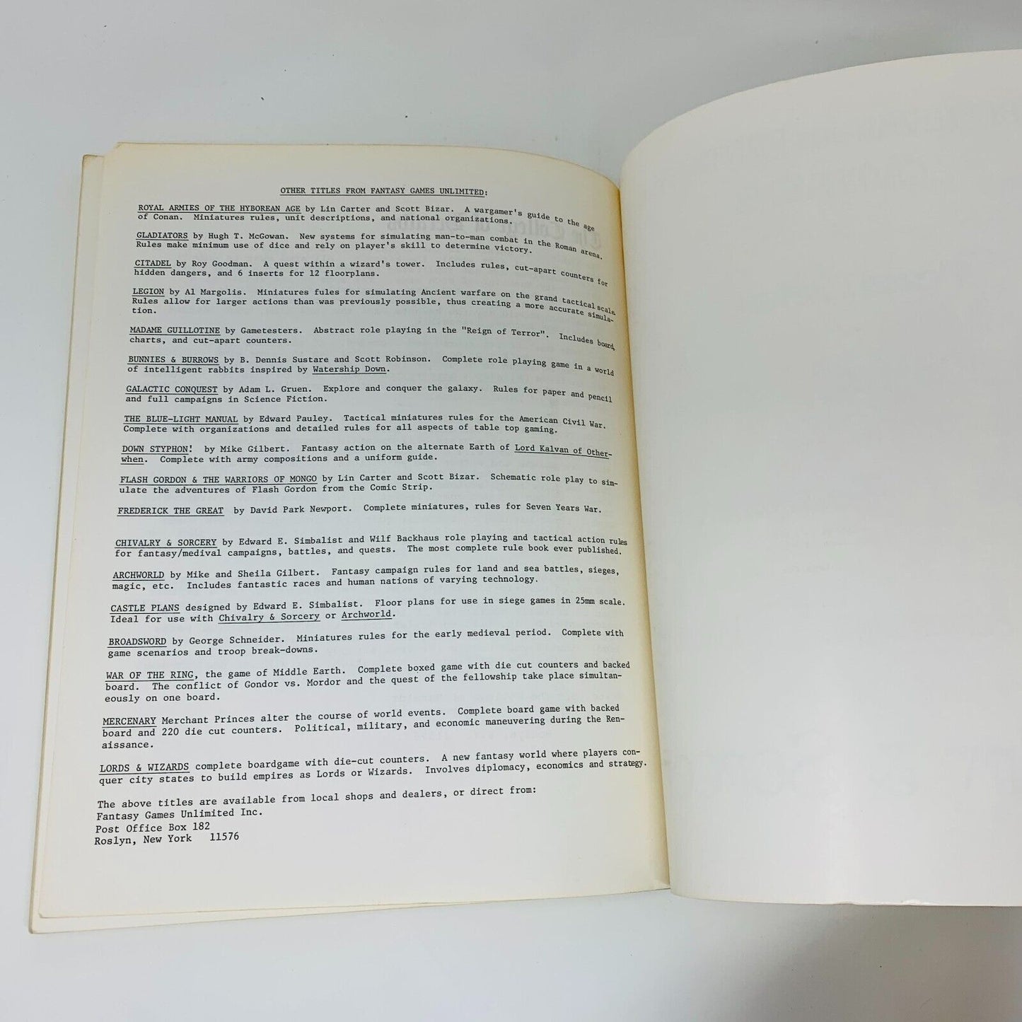 1977 Chivalry & Sorcery Warfare & Wizardry in the Feudal Age RPG FGU Simbalist