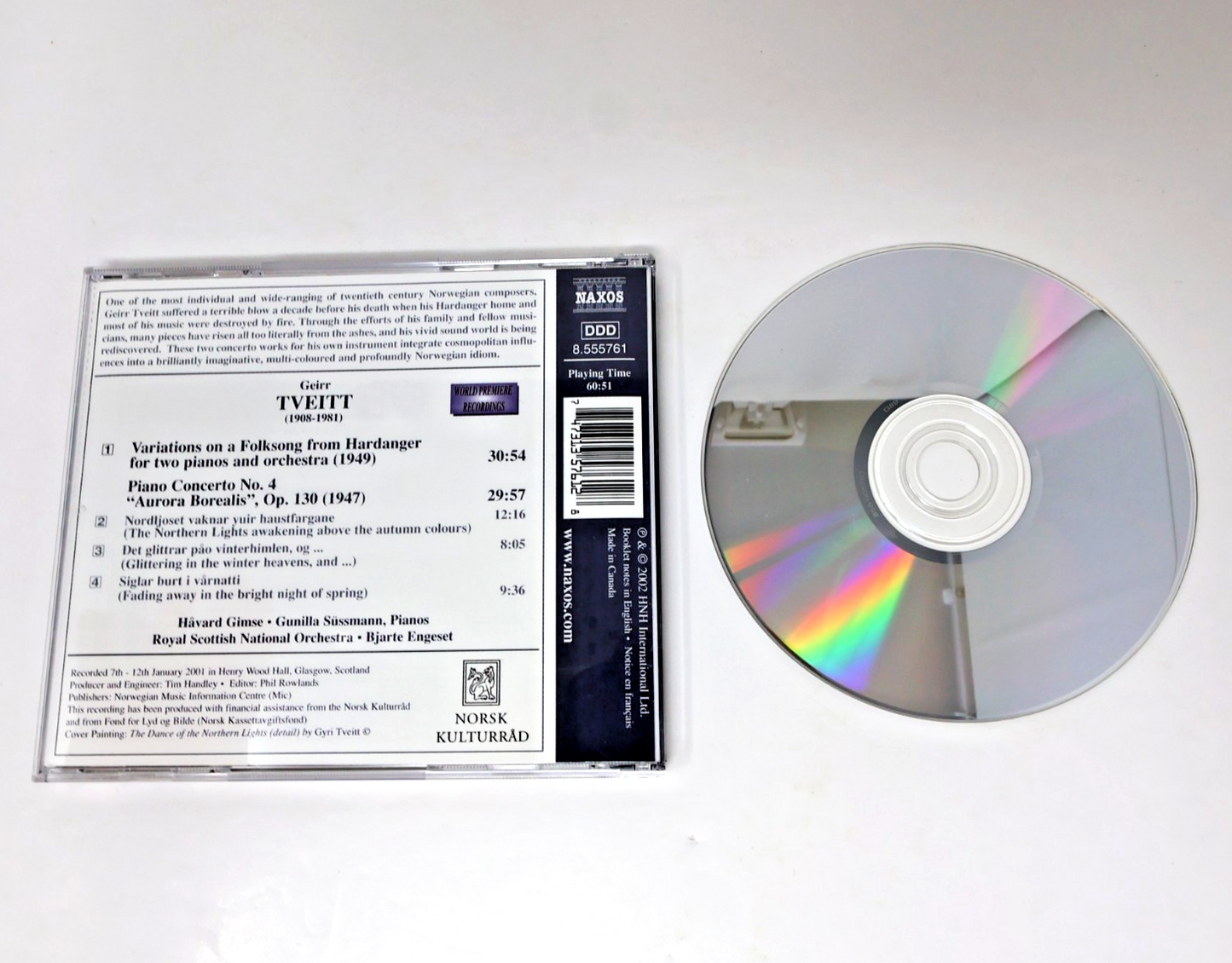 Piano Concerto #4 Aurora Borealis CD Tveitt/Gimse/Sussmann/Engeset/RSNO 2002