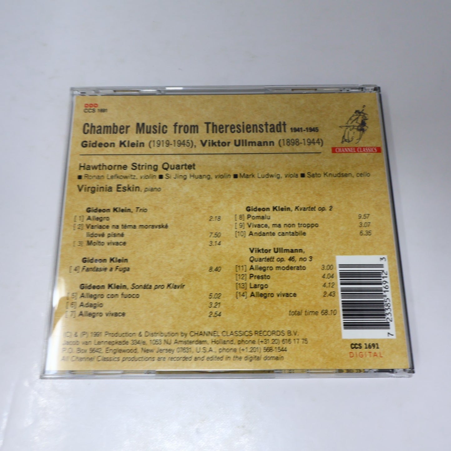 Chamber Music From Theresienstadt 1941-1945 CD Hawthorne String Quartet Channel