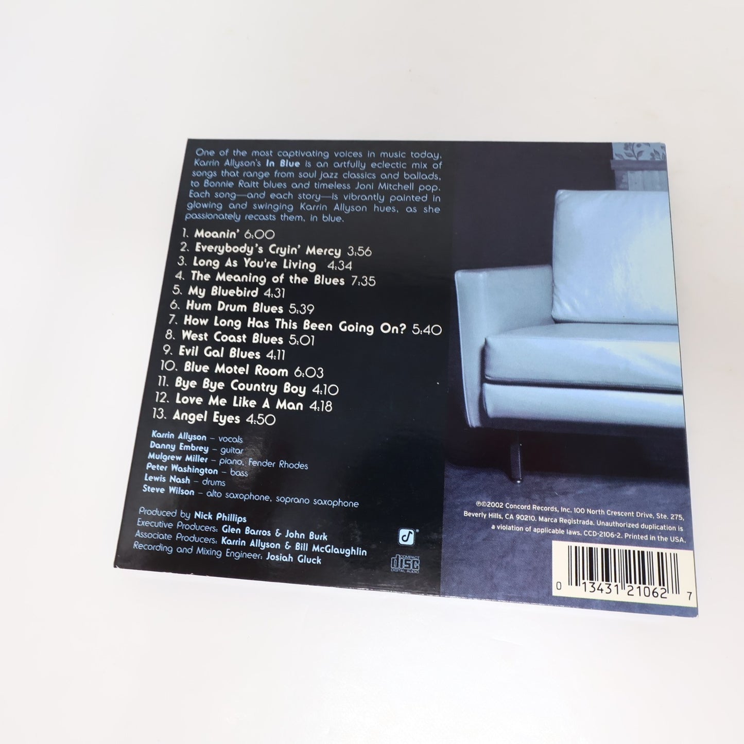 Karrin Allyson In Blue CD Concord Jazz Moanin'/Angel Eyes/Hum Drum Blues 2002