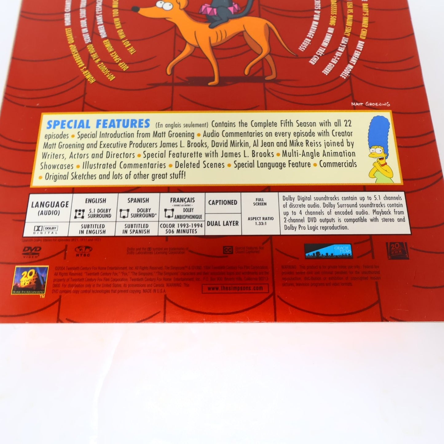 The Simpsons Season 5 DVD 2004 Collector's Matt Groening NTSC English/Français