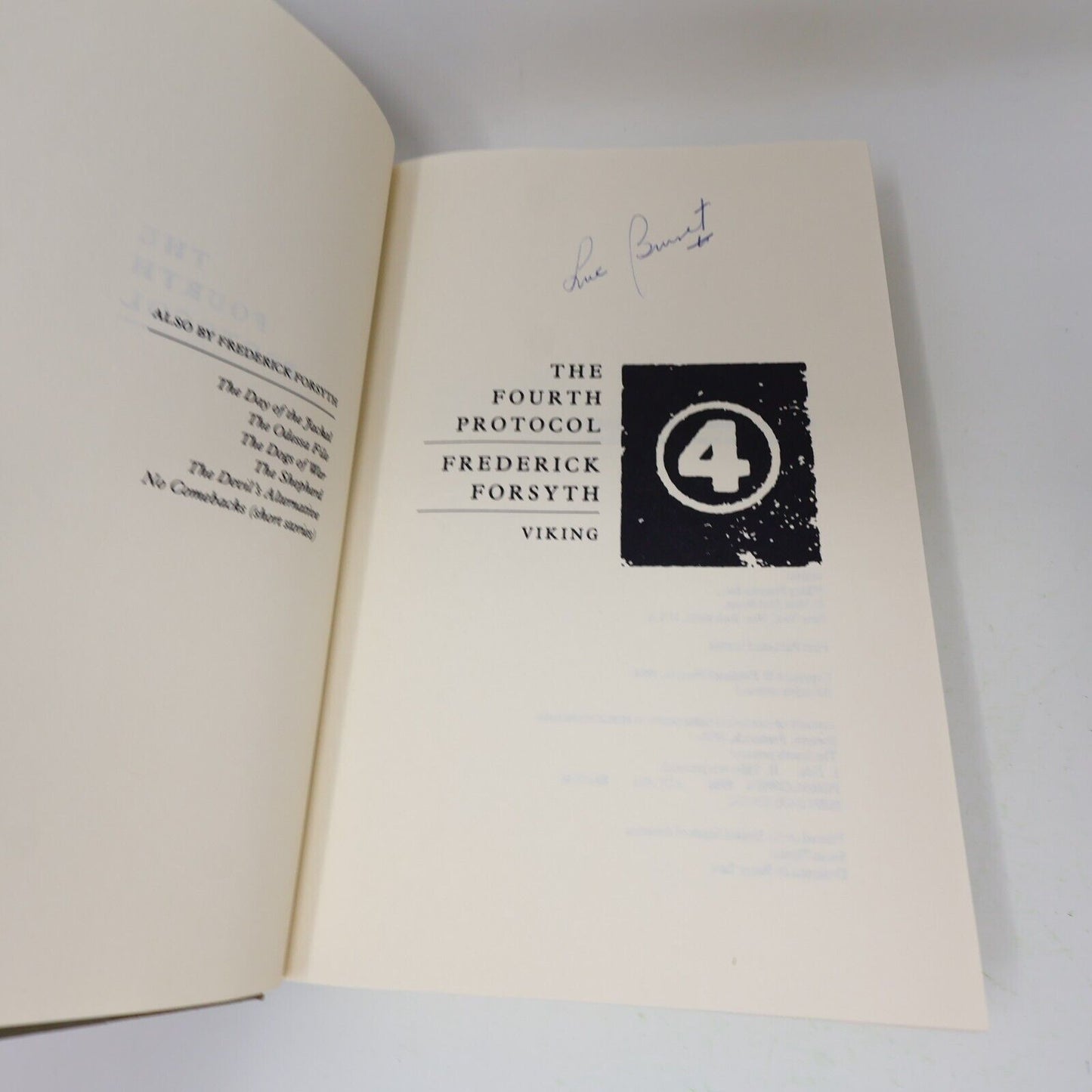 1984 The Fourth Protocol Frederick Forsyth Viking Hardcover HC Espionage Spy 80s
