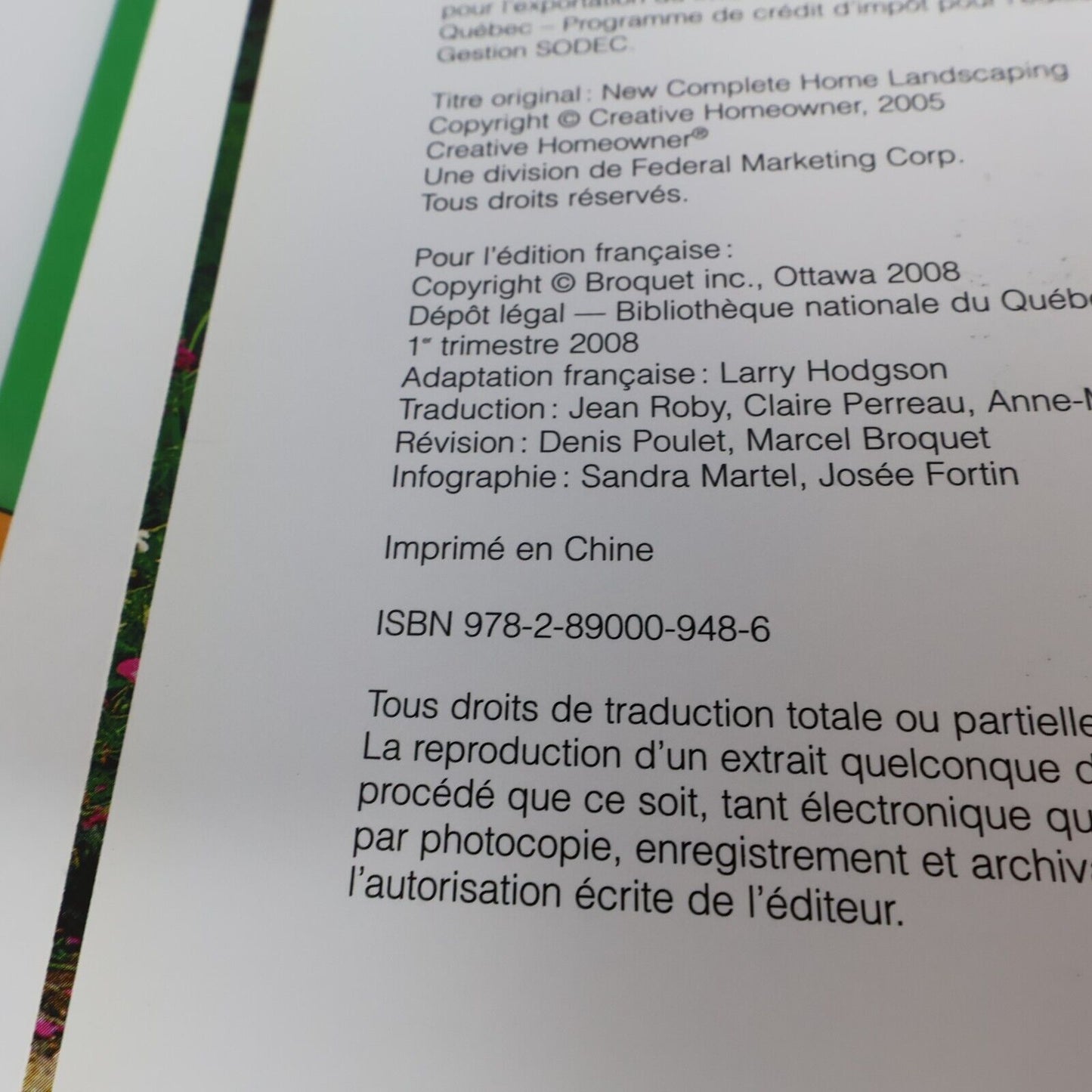 2008 Le Grand Livre de l'Aménagement Paysager pour le Québec Horticulture HC