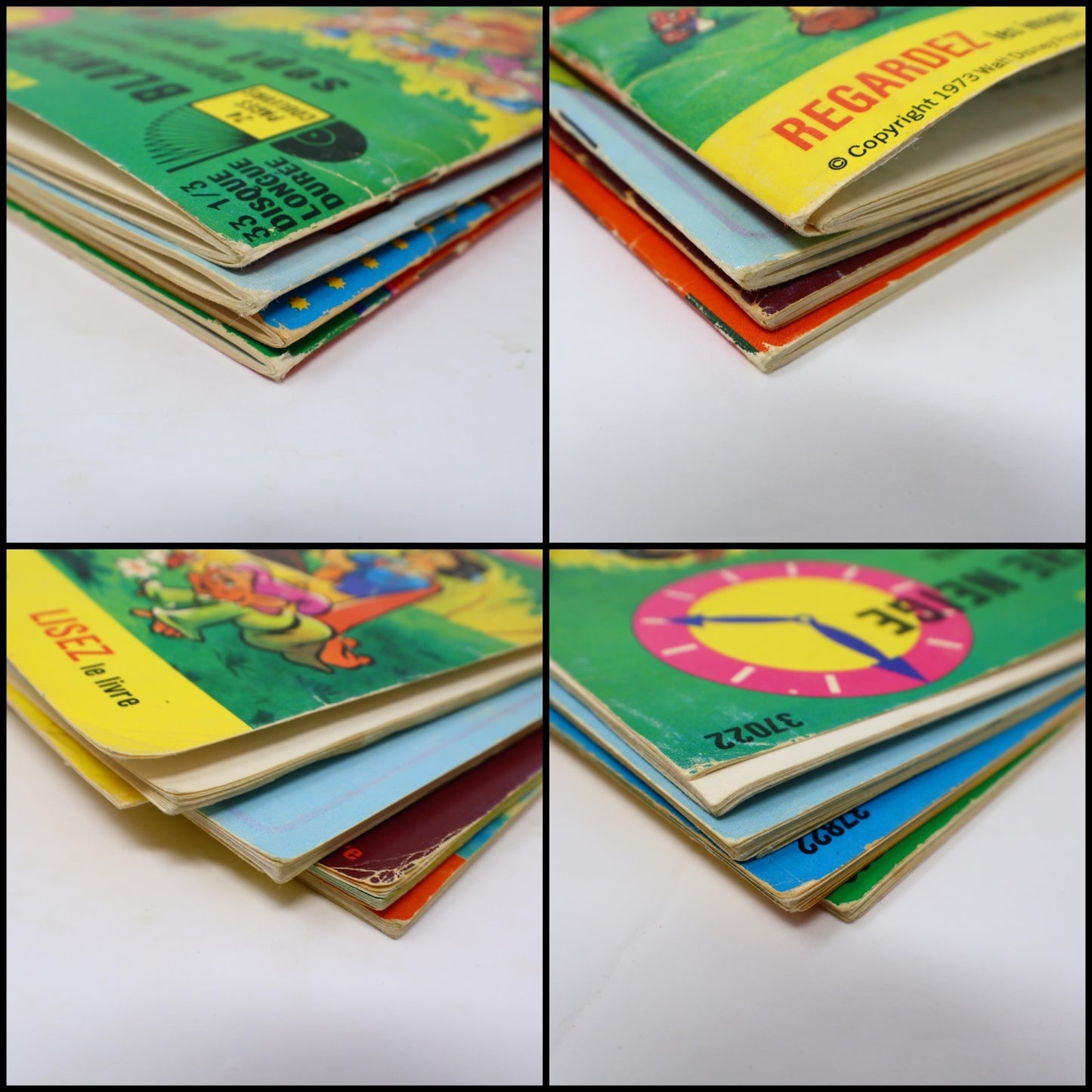 Disney Disneyland Lot 4 Livre Disque 7" Fantasia/Peter/Tuf-Tuf/Blanche Neige 70s