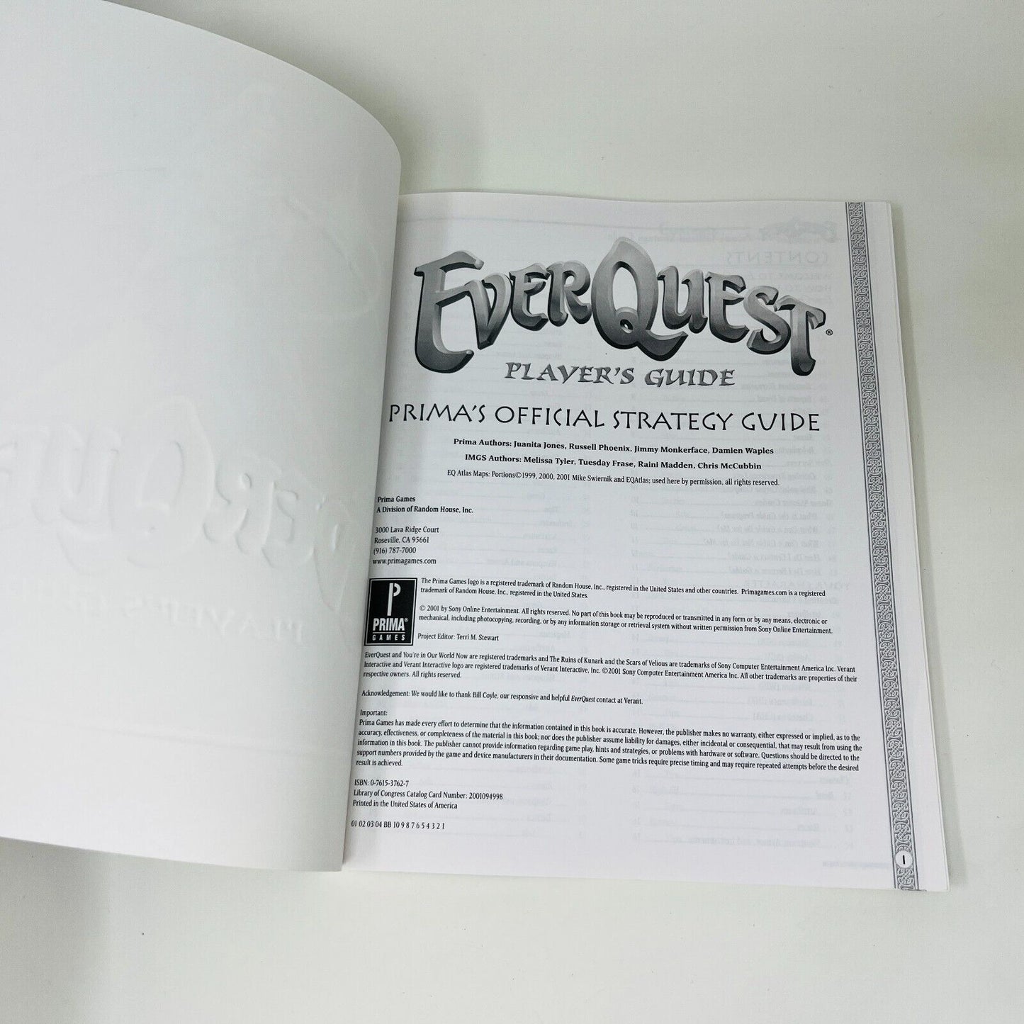 2001 EverQuest Original Player's Guide Prima's Strategy Guides Trade Paperback