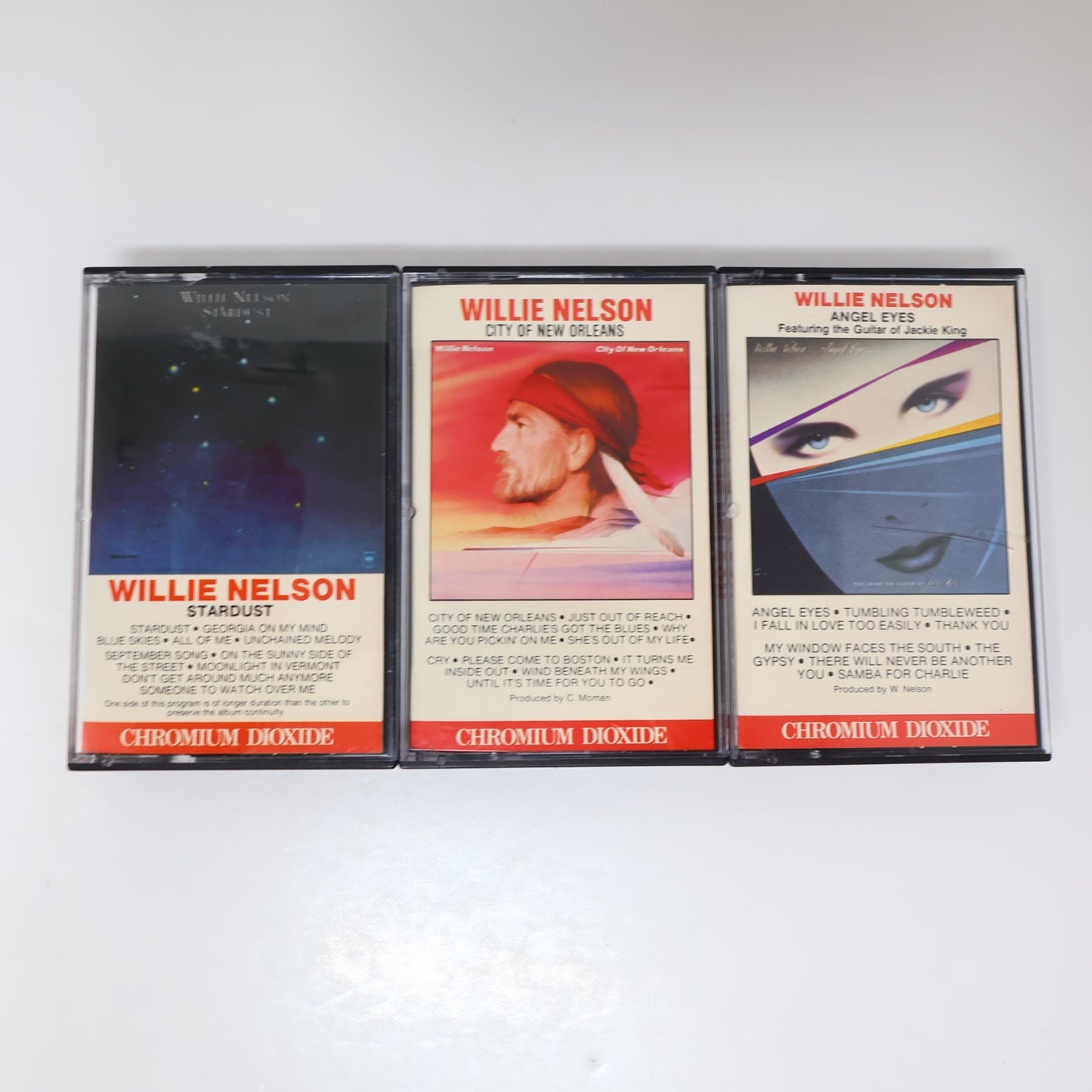 Willie Nelson 3 Cassettes Lot City Of New Orleans/Angel Eyes/Stardust