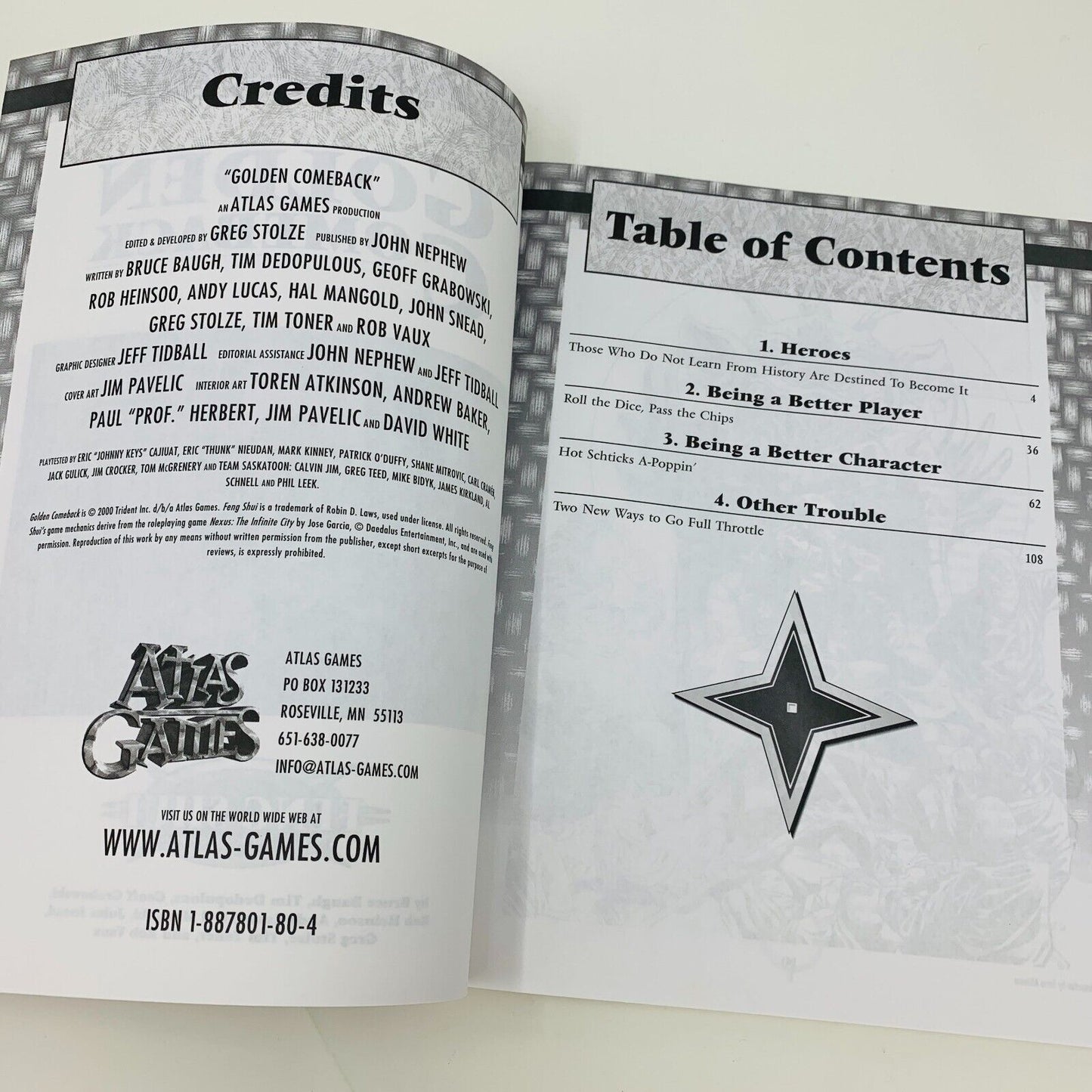2000 Golden Comeback Feng Shui Players Sourcebook RPG Book Atlas Games AG4002