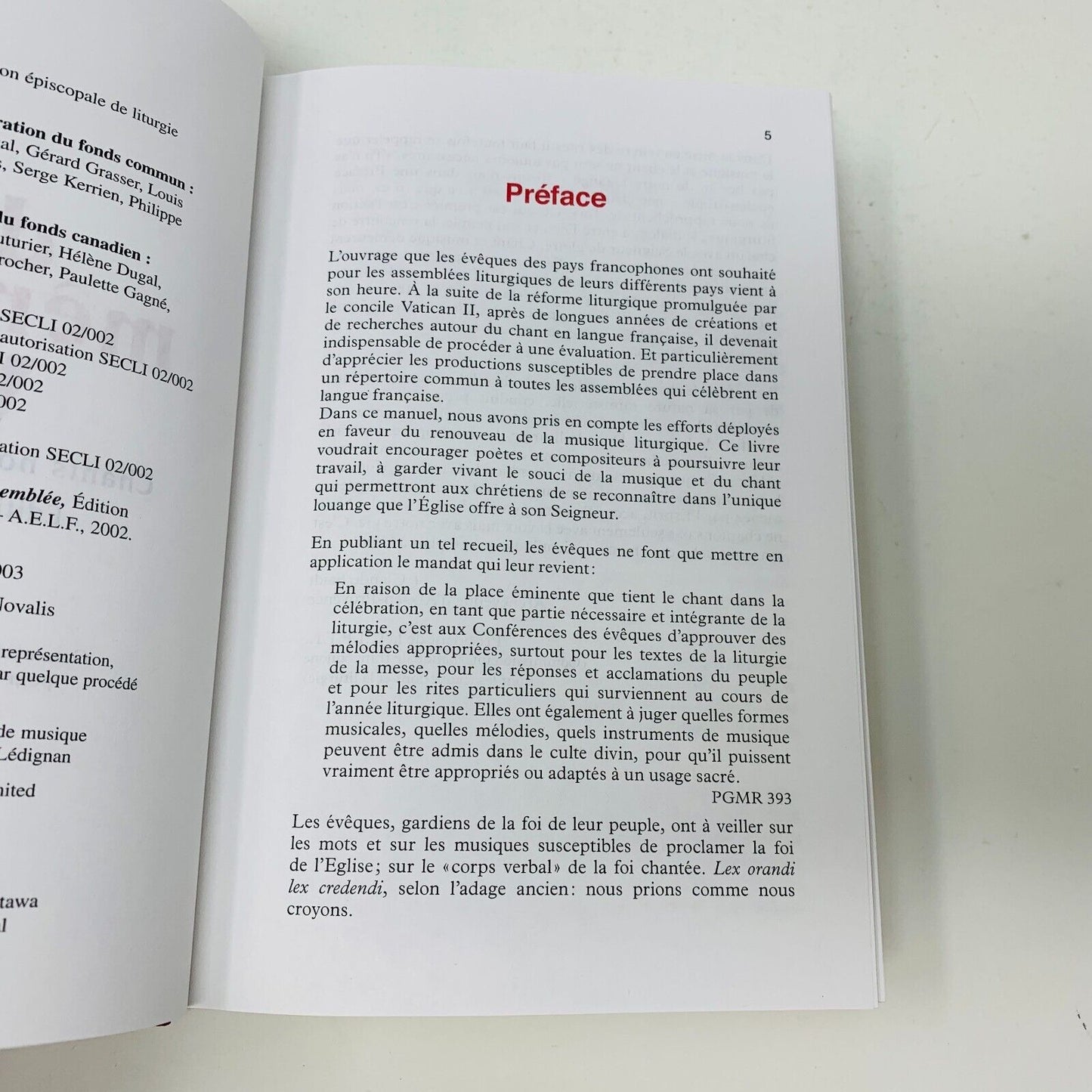 2003 D'une Même Voix Chants Notés de l'Assemblée Édition Canadienne CECC/Novalis
