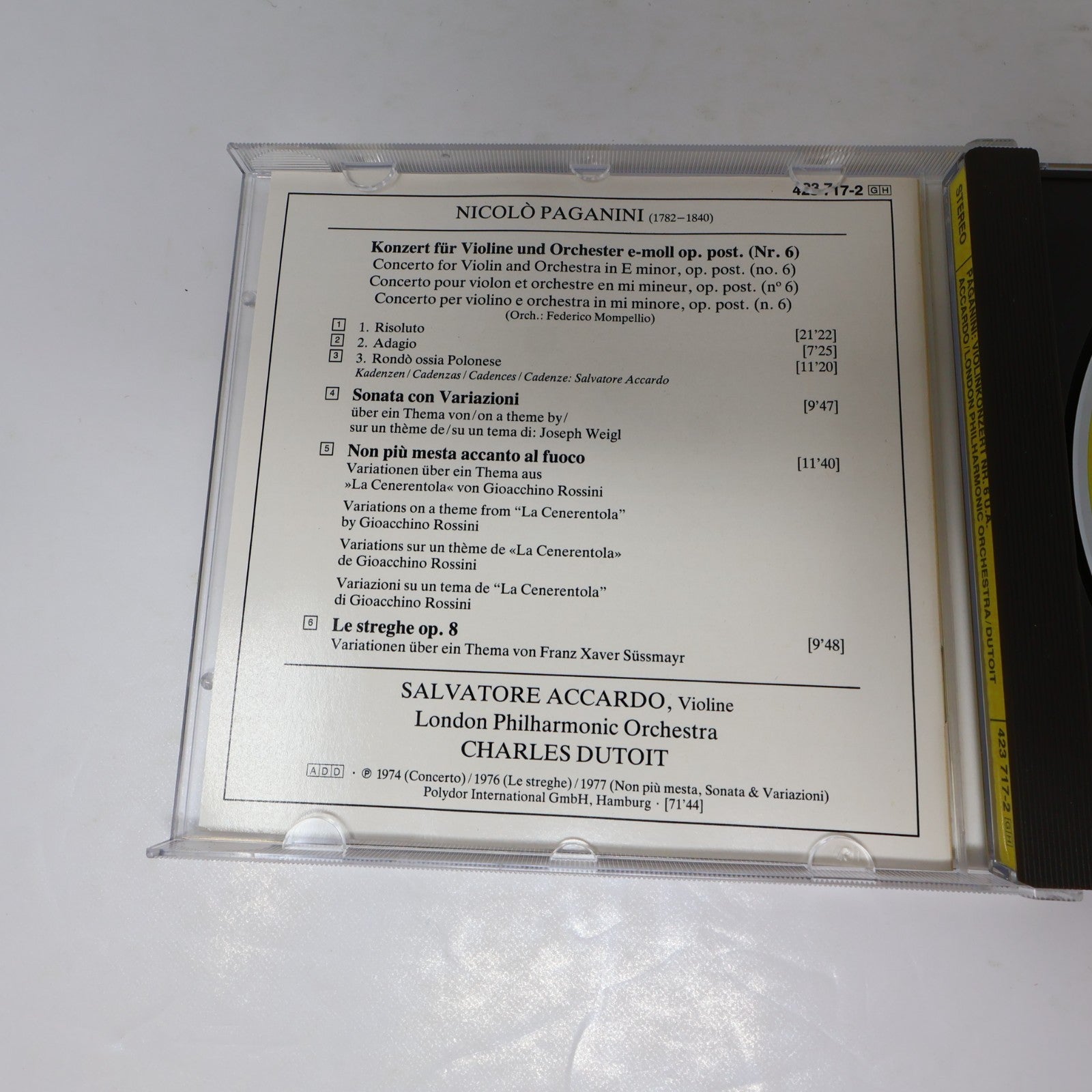 Paganini Violinkonzert/Violin Concerto #6 CD Paganini/Dutoit Deutsche Grammophon