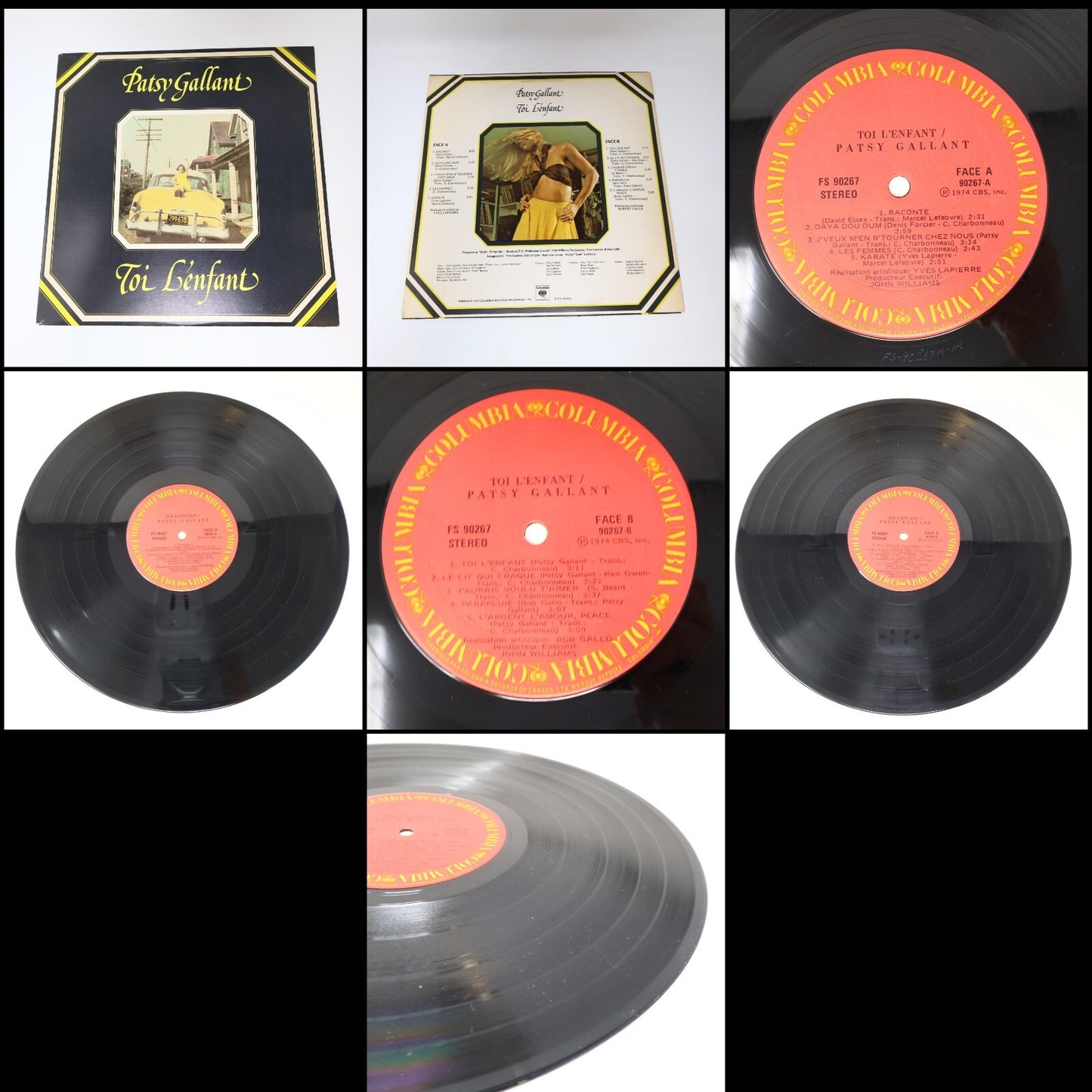 Rock/Pop/Folk/Funk Québécois 70s Lot 8 Disques Toubabou/Julien/Barde/Connivence
