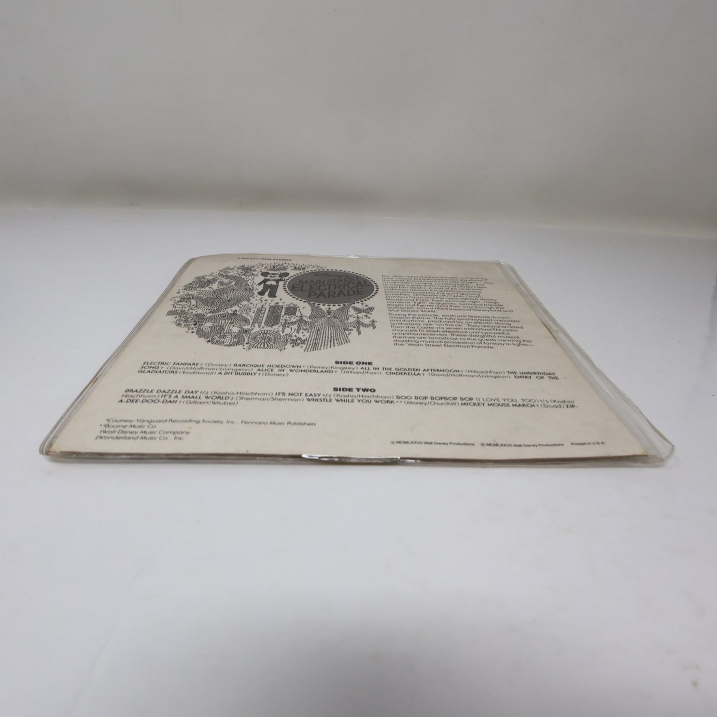 Disney's Main Street Electrical Parade 7" Music Record 1977 Disneyland Tested