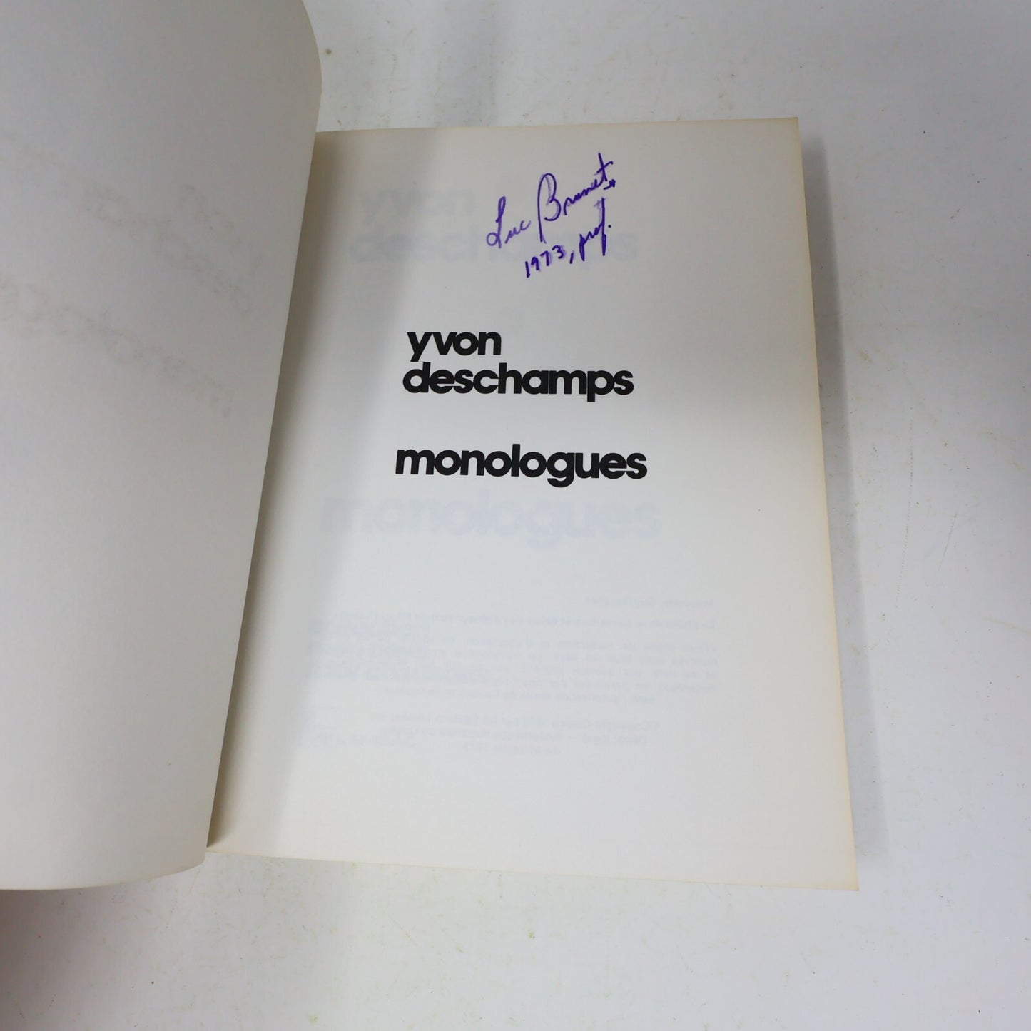 1973 Monologues Yvon Deschamps Leméac Humour Québec Français Paperback Livre 70s