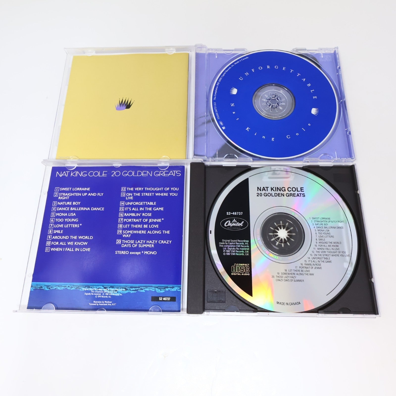 Nat King Cole 2 CDs Lot Unforgettable Nat King Cole/20 Golden Greats Jazz