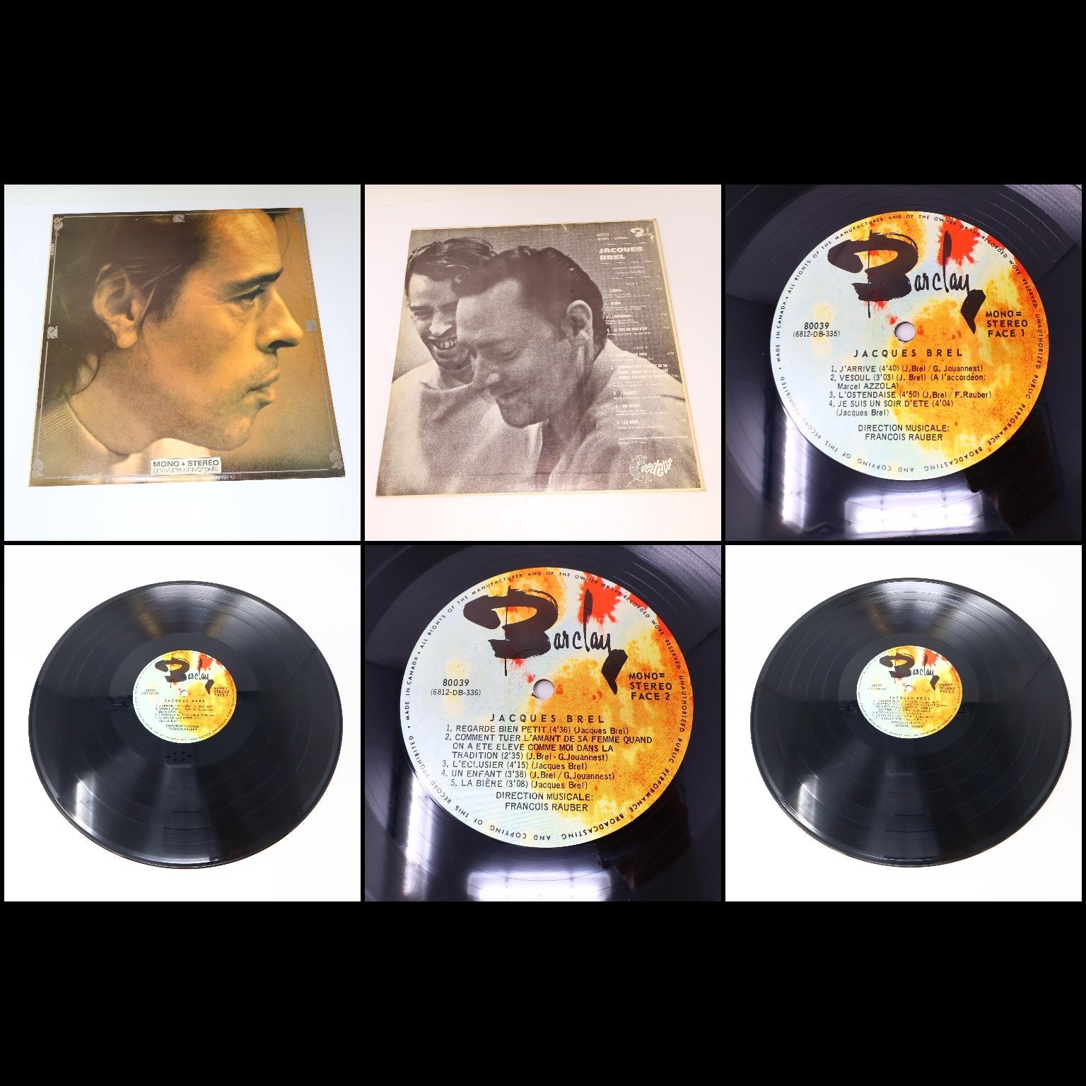 Jacques Brel Lot 11 Disques LP Record Les Vieux/L'Homme de la Mancha/J'Arrive