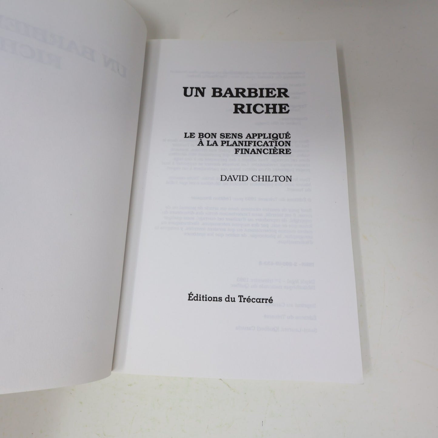 1993 Un Barbier Riche David Chilton Trécarré Planification Financière Affaires