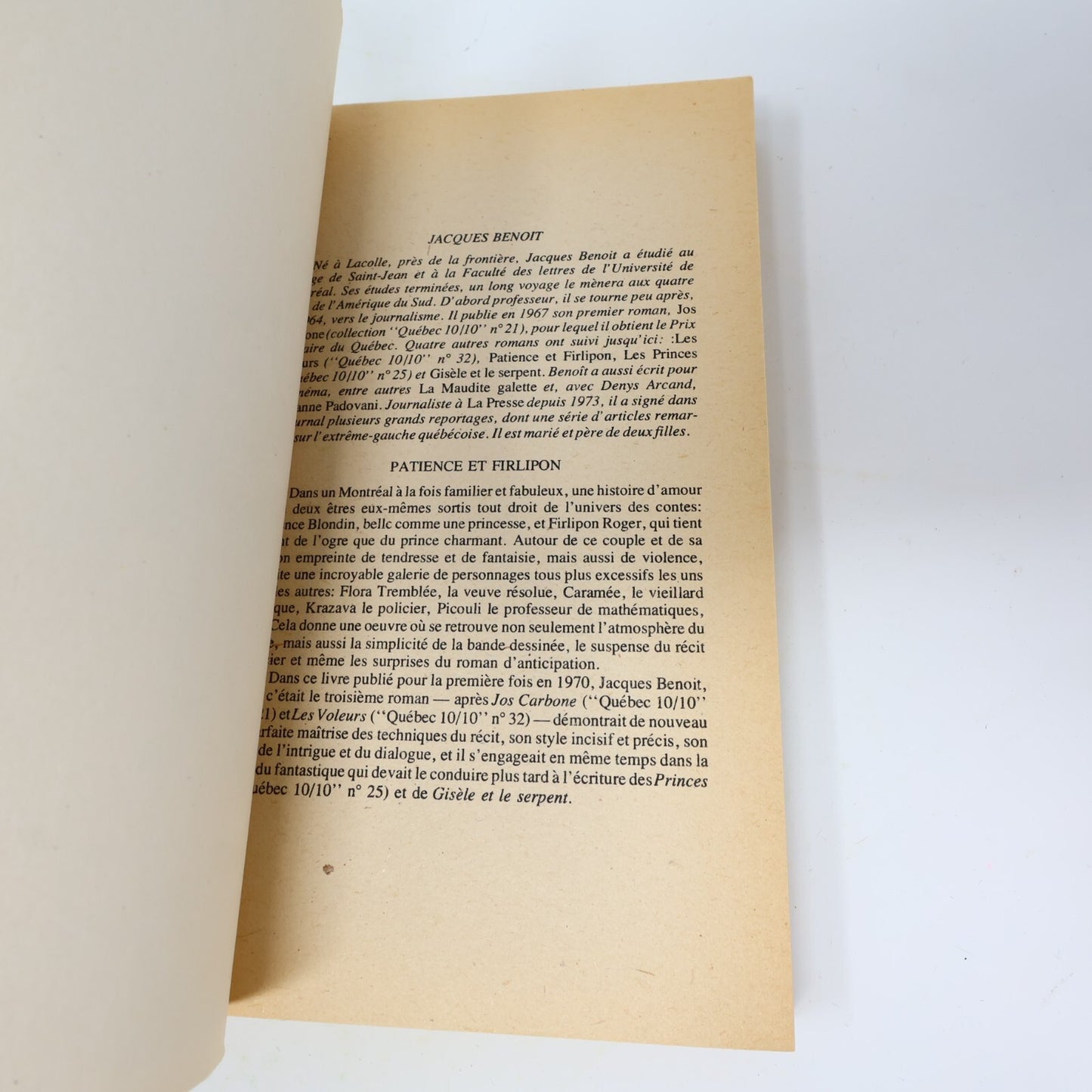 Jacques Benoit Lot 4 Livres Québec 10/10 Patience et Firlipon/Voleurs/Princes PB