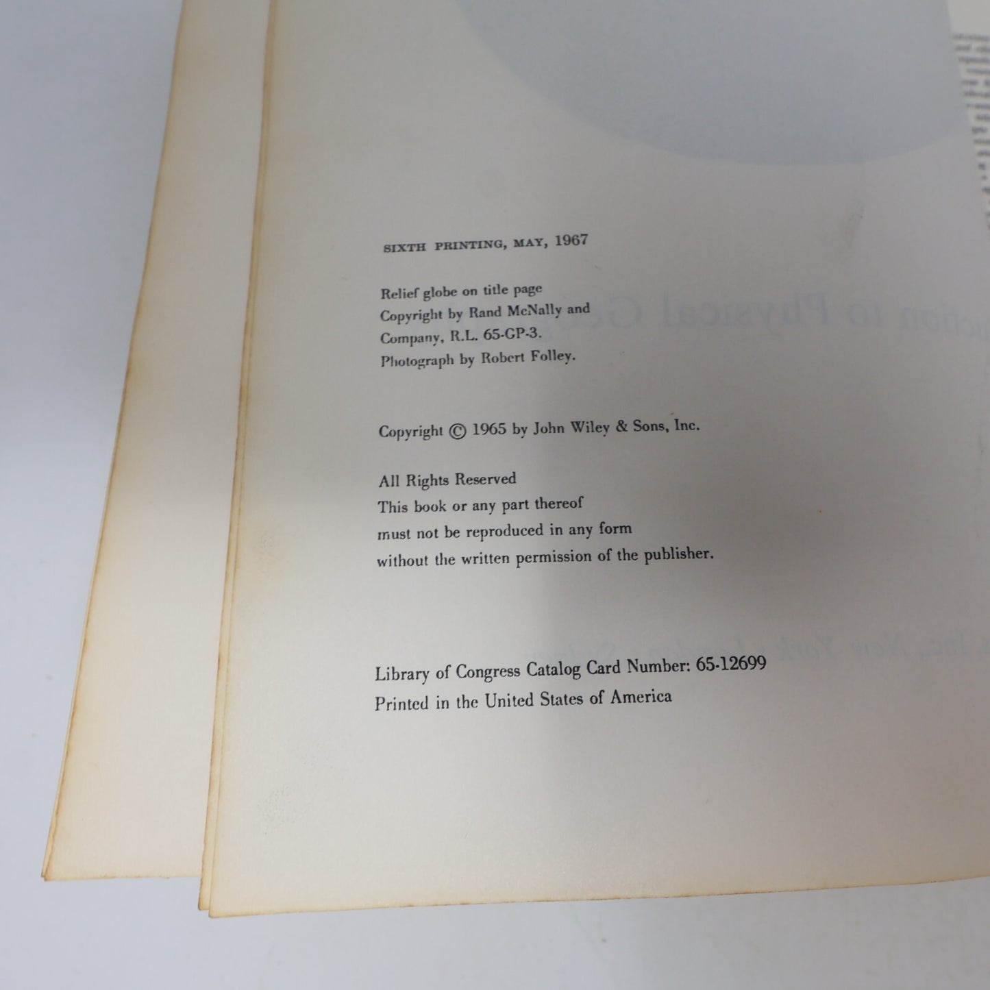 1967 Introduction to Physical Geography Arthur N. Strahler 6th Print Wiley 60s