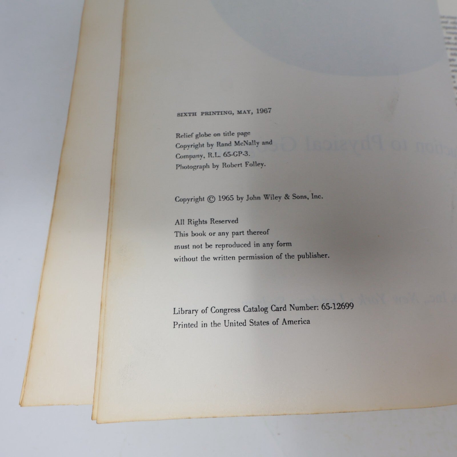 1967 Introduction to Physical Geography Arthur N. Strahler 6th Print Wiley 60s