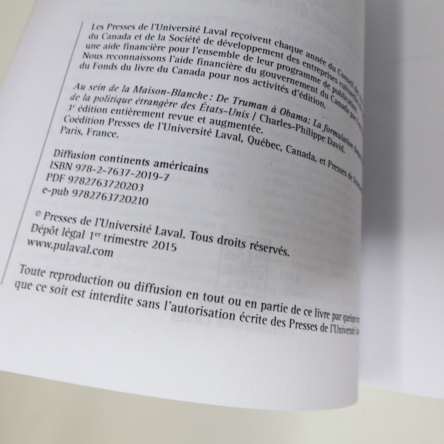 2015 Au Sein de la Maison-Blanche de Truman à Obama Charles-Philippe David Usa