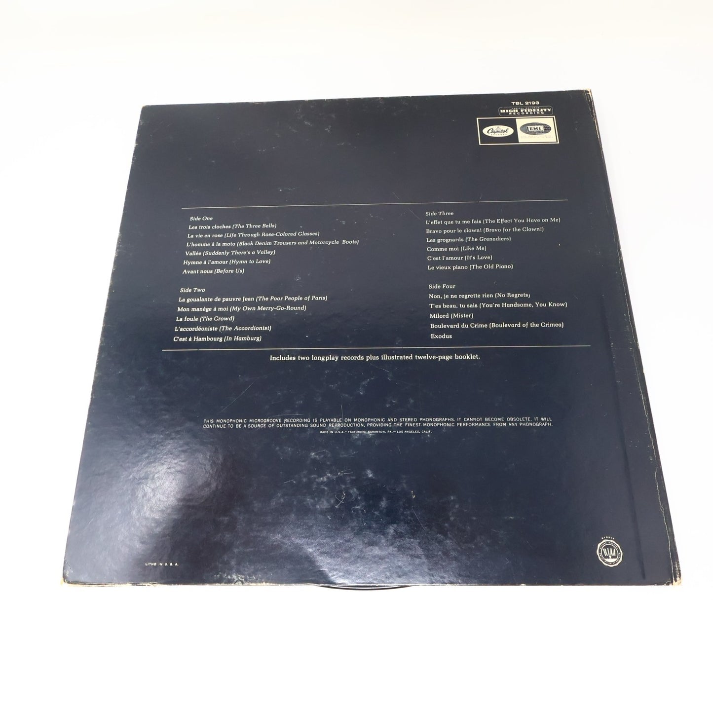 Édith Piaf Lot 4 Disques Record Hymne À L'amour/Definitive Piaf/Tête-à-Tête