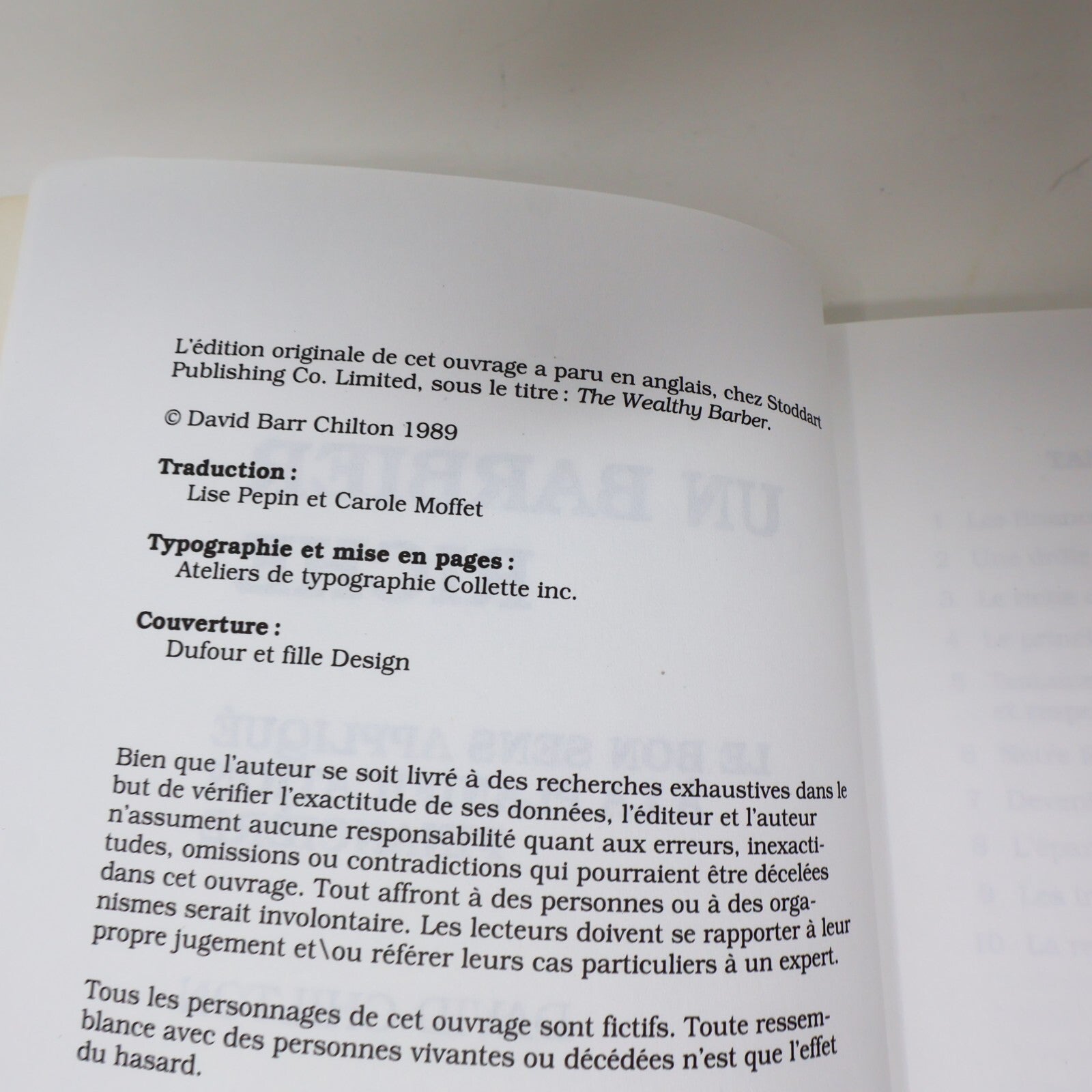 1993 Un Barbier Riche David Chilton Trécarré Planification Financière Affaires