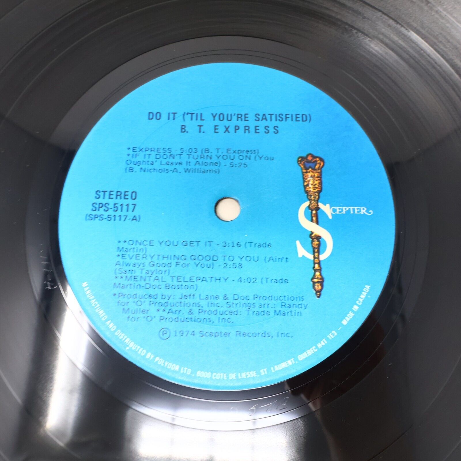B.T. Express Do It 'Til You're Satisfied LP Vinyl Record SPS 5117 Canada Scepter