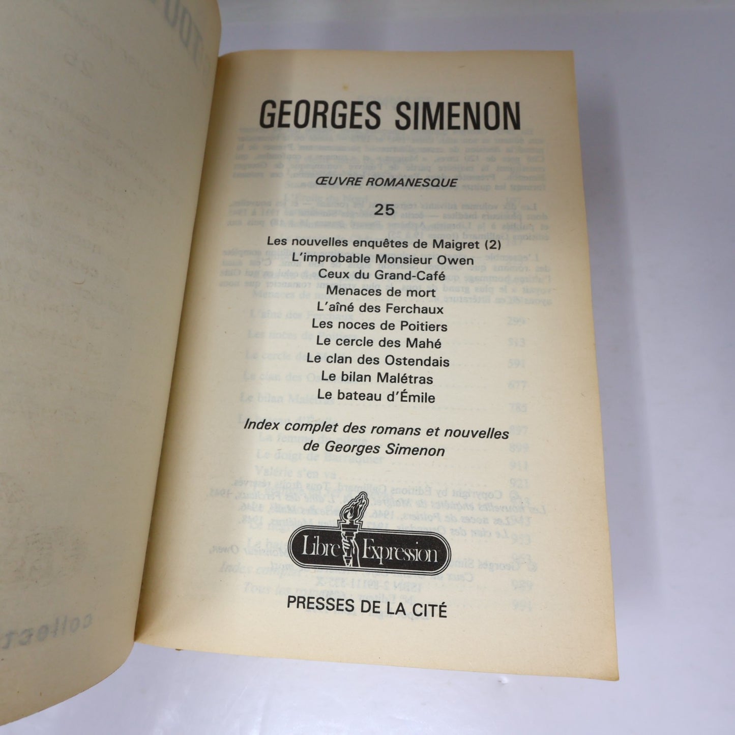 Tout Simenon #25 Georges Simenon Libre Expression Omnibus Littérature Française