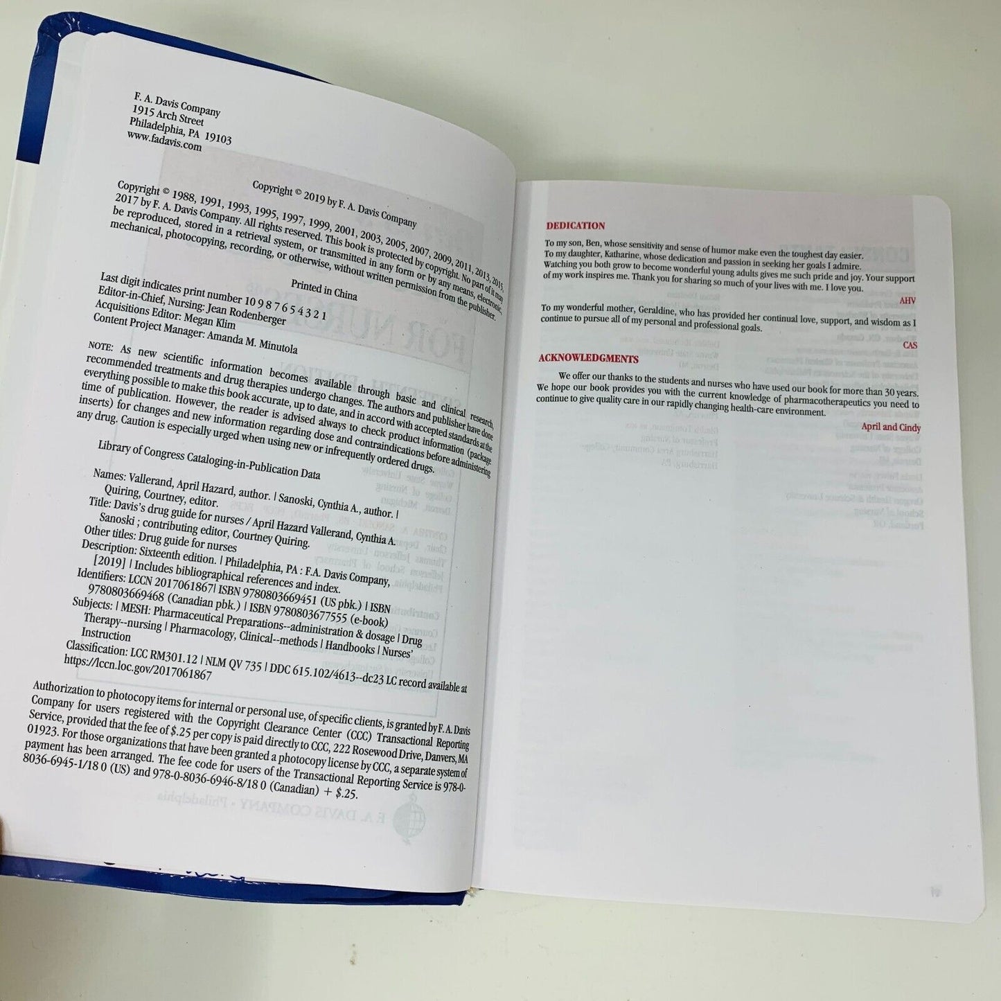 2019 Davis's Canadian Drug Guide for Nurses Sixteenth Edition Vallerand Sanoski