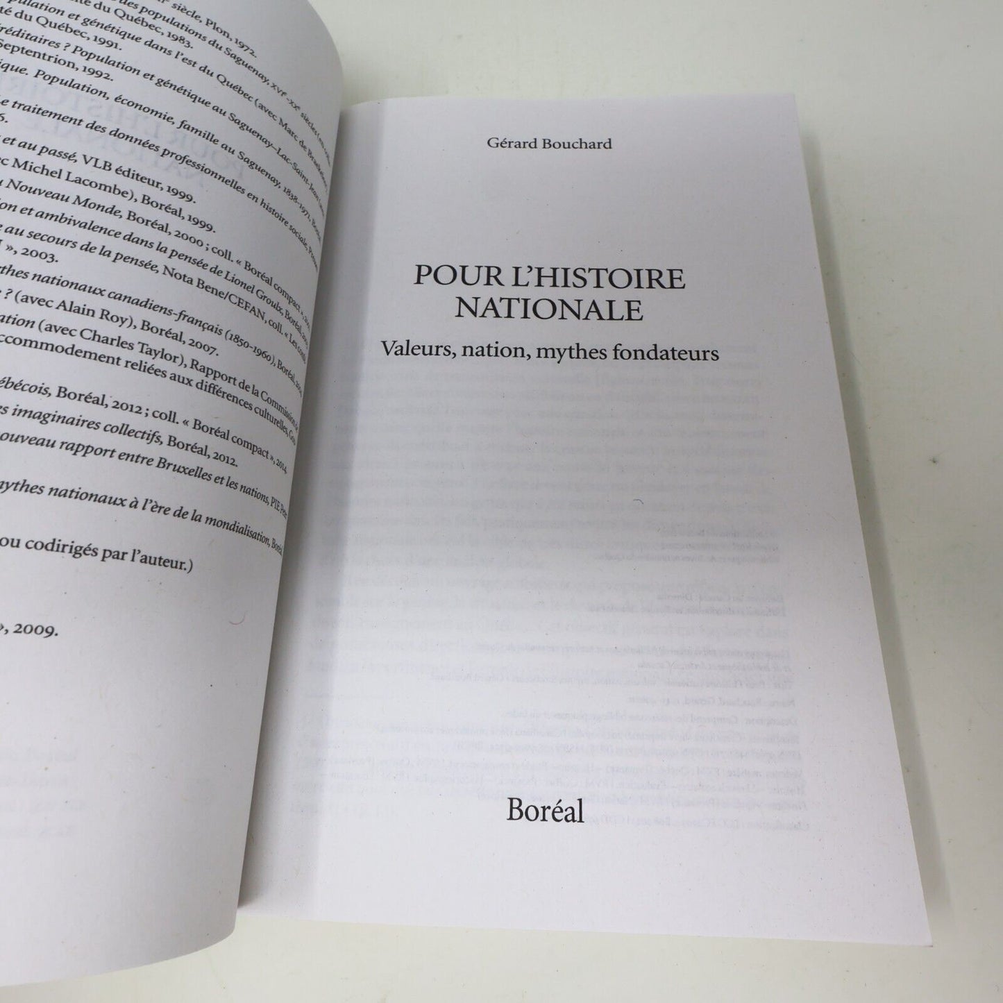 2023 Pour l'Histoire Nationale Valeurs Nation Mythes Fondateurs Gérard Bouchard