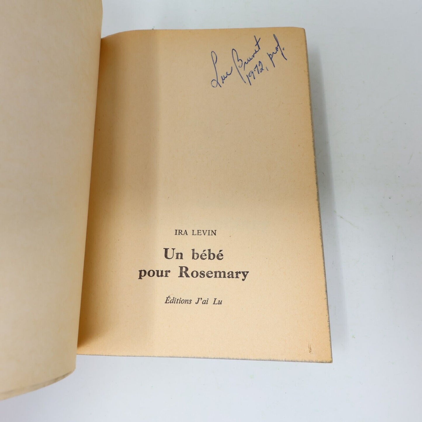 1972 Un Bébé pour Rosemary Ira Levin Horreur Thriller J'ai Lu Français Paperback