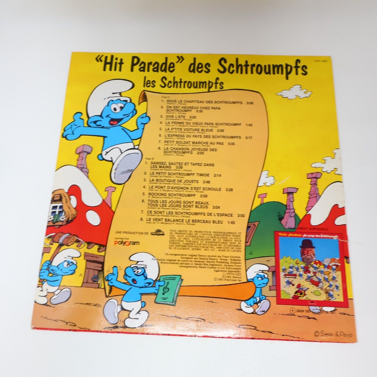 Hit Parade des Schtroumpfs Disque LP 1981 Enfant Français French Smurfs PTV-1021