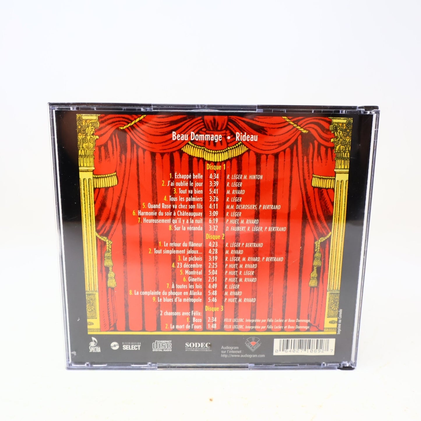 Beau Dommage Rideau Boîtier 3 CD 2007 Concert Chansons avec Félix Leclerc Testé