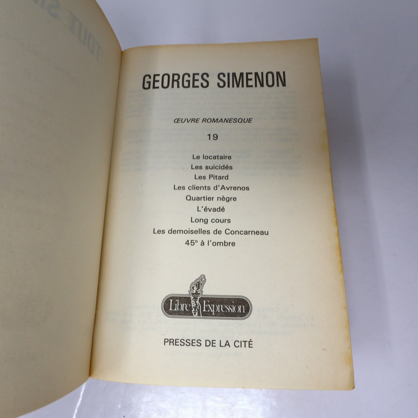 Tout Simenon #19 Georges Simenon Libre Expression Omnibus Littérature Française