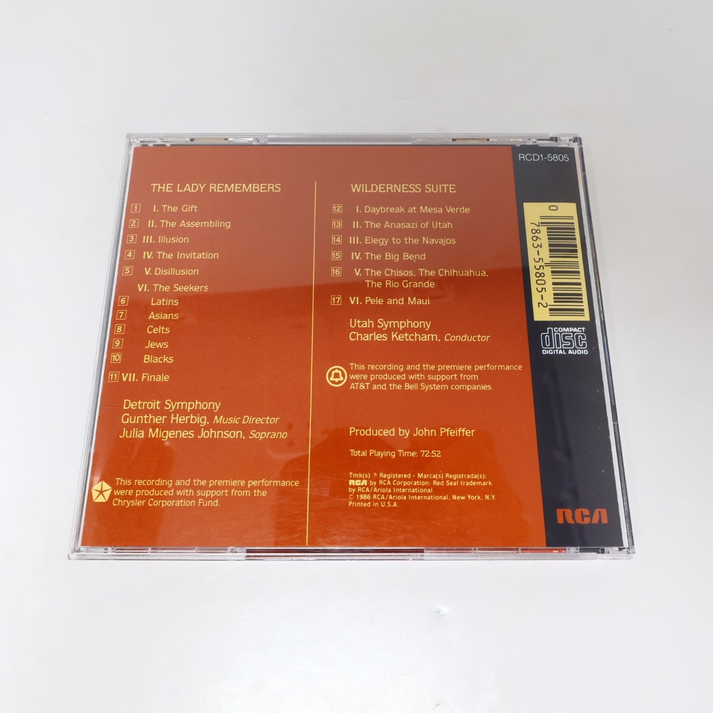 Richard Adler The Lady Remembers/Wilderness Suite CD Gunther Herbig/Ketcham 1986