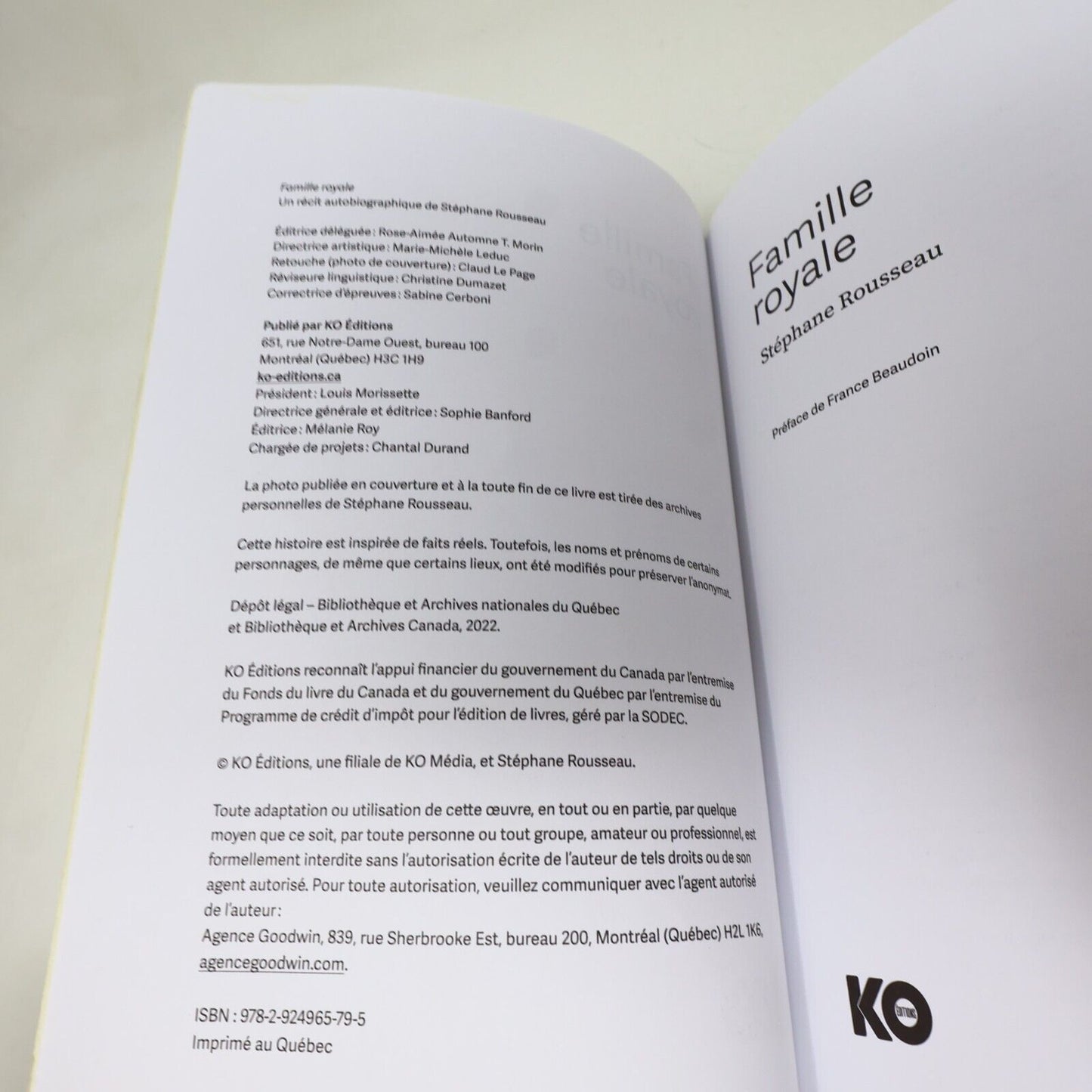 2022 Famille Royale Stéphane Rousseau Biographie Québec Humour Ko Editions Livre