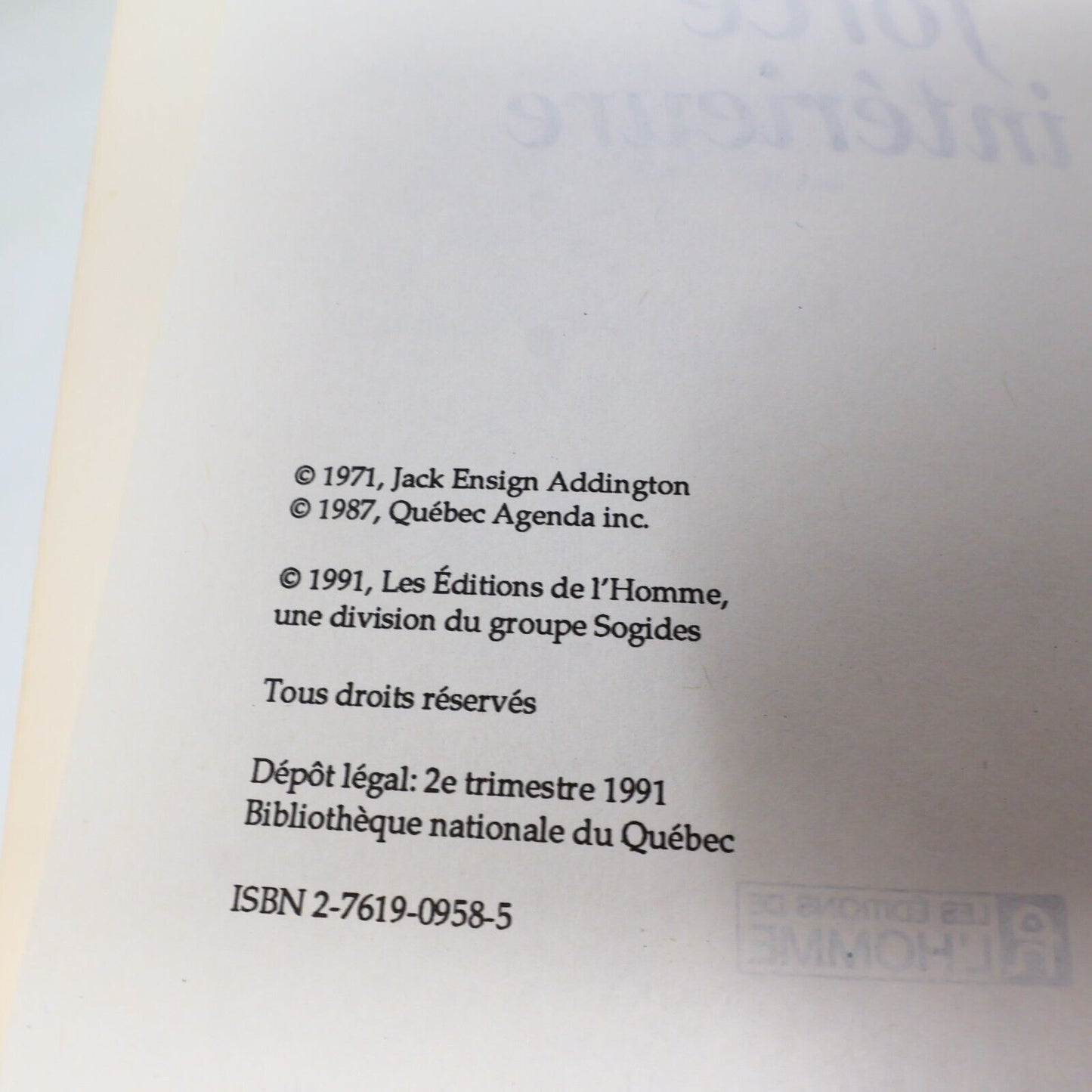 1997 La Force Intérieure Jack Ensign Addington Croissance Personnelle Français