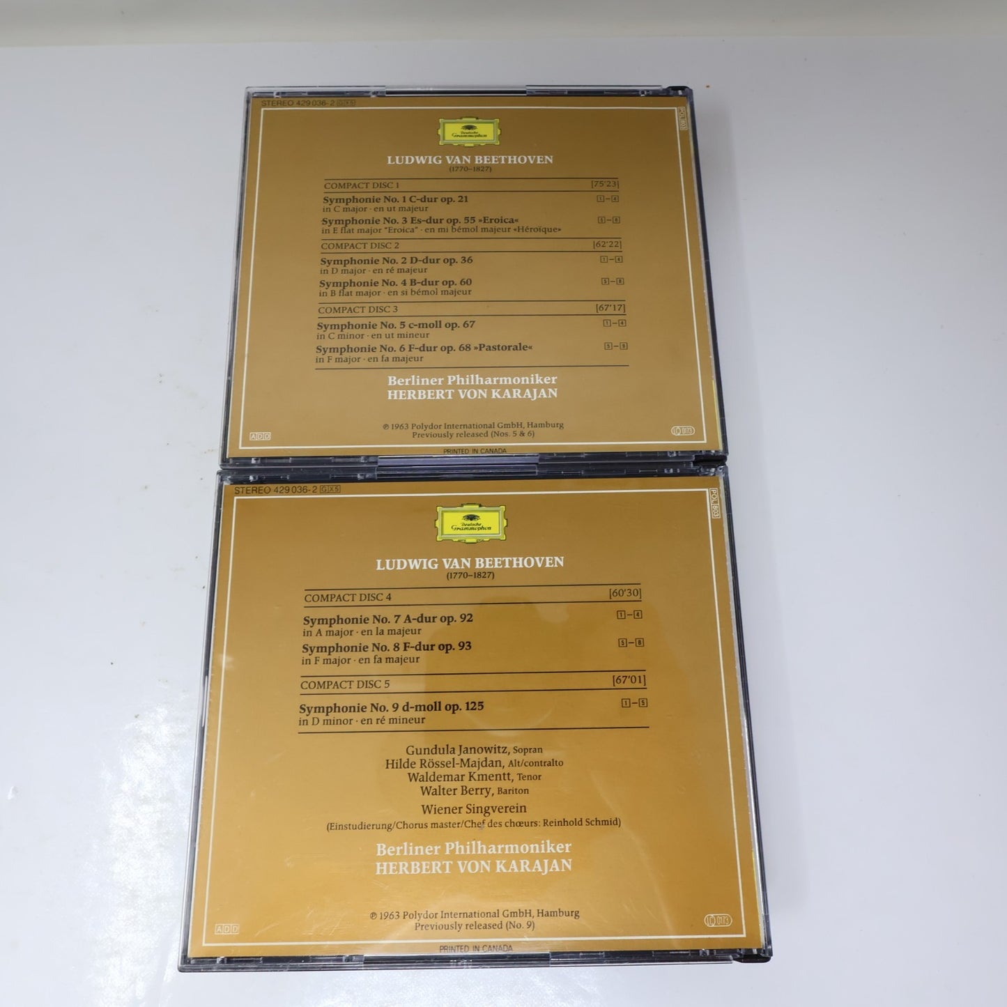 Beethoven Karajan #1-2 Symphonies 1-9 Lot 2 CD Boxset Deutshe Grammophon Tested