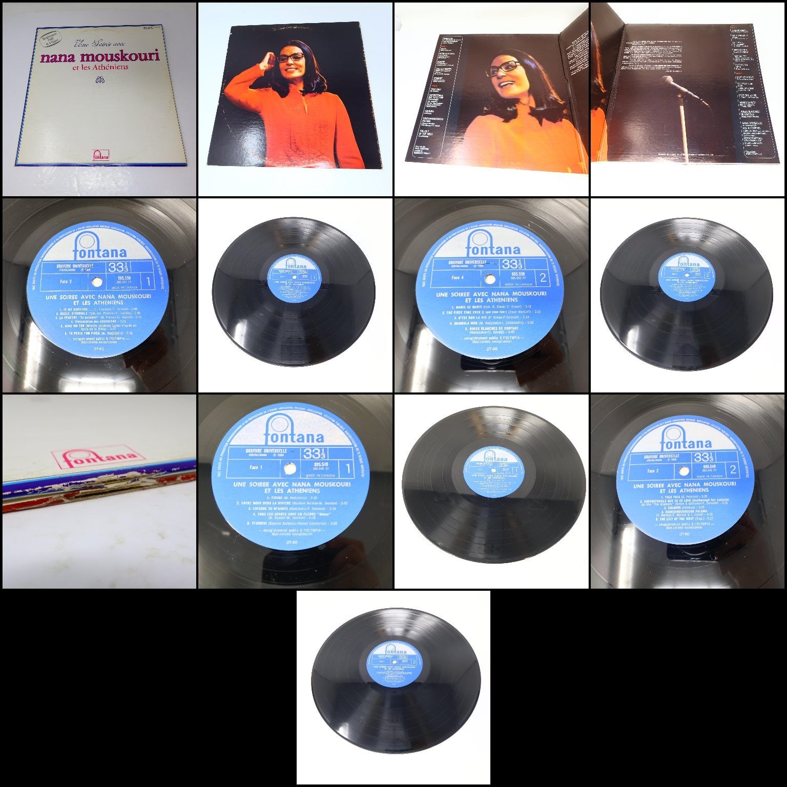 Nana Mouskouri Lot 6 Disques LP Record Une Voix Qui Vient Du Coeur/Tournesol