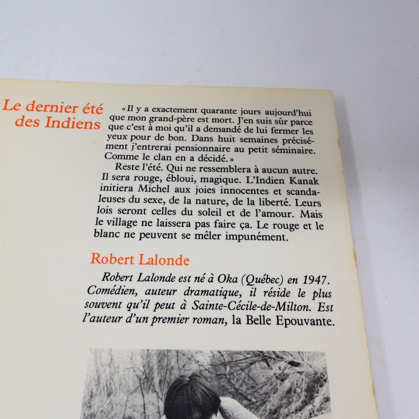1982 Le Dernier Été des Indiens Robert Lalonde Seuil Littérature Québécoise 80s