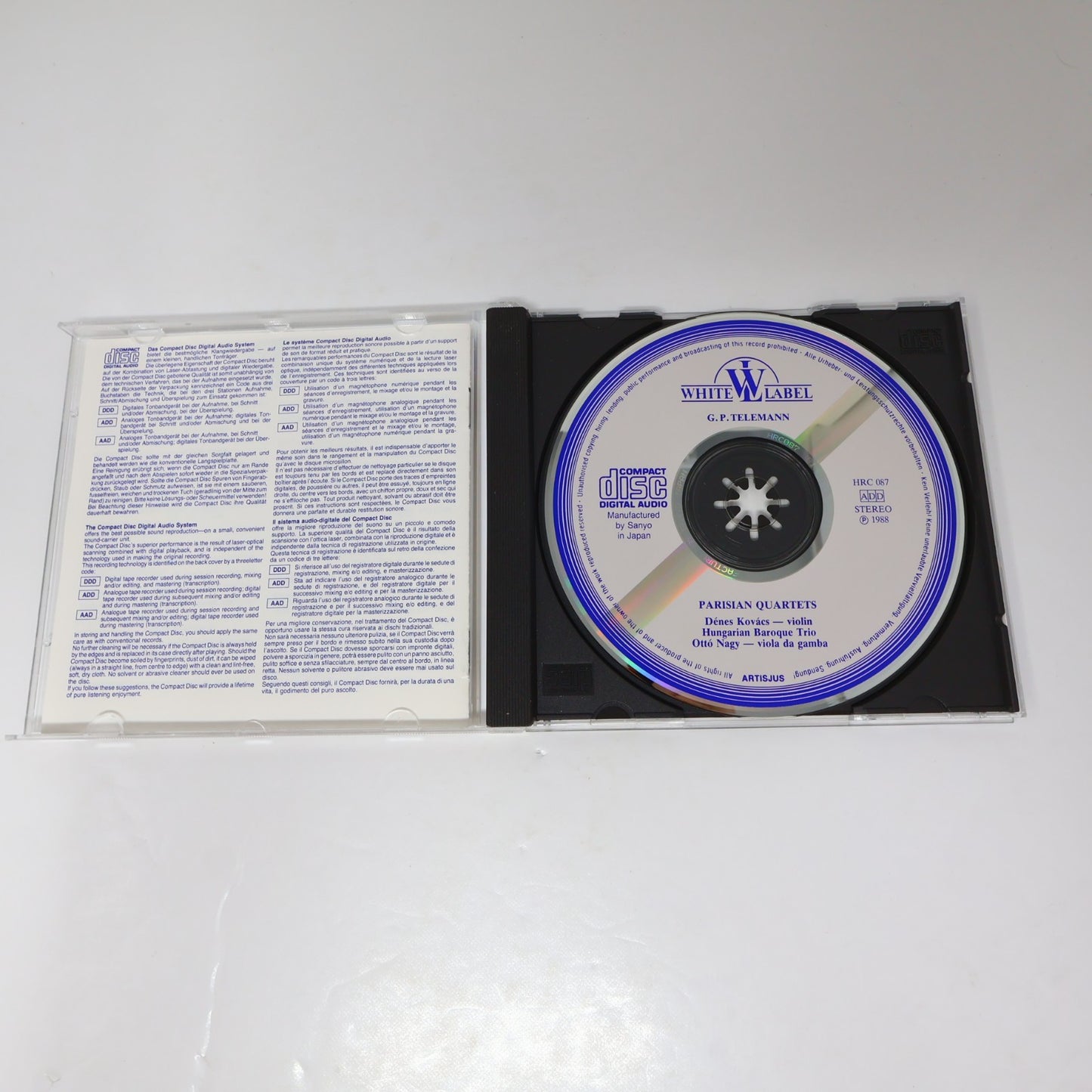 Telemann Parisian Quartets for Flute/Violin/Viola/Continuo CD Kovács/Ottó Nagy