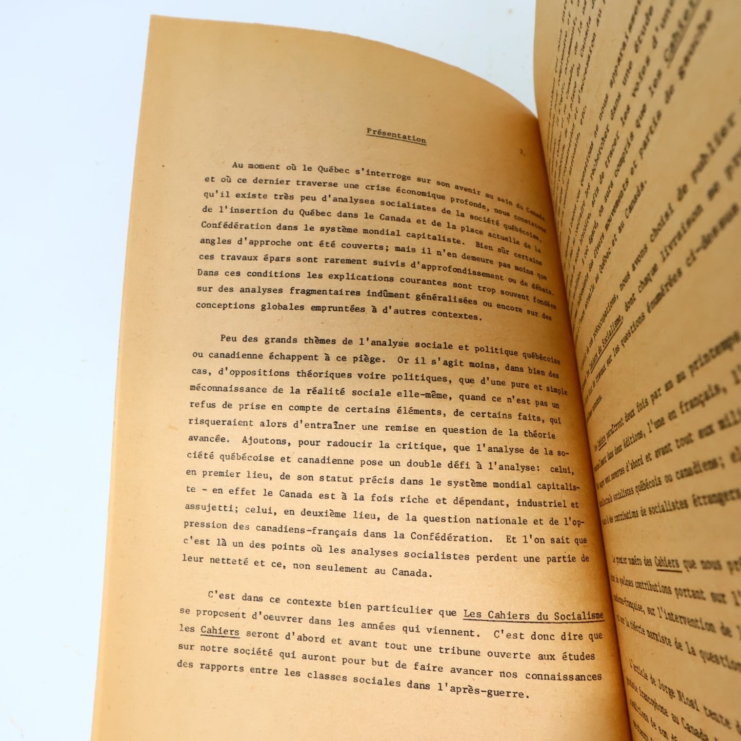 1978 Les Cahiers du Socialisme 1 Jorge Niosi/Dorval Brunelle/Ch. Halary Français